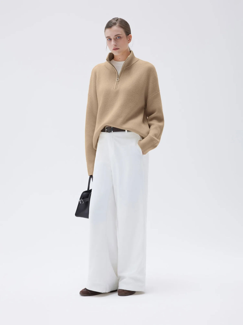 Cashmere Oversized Quarter Zip Sweater