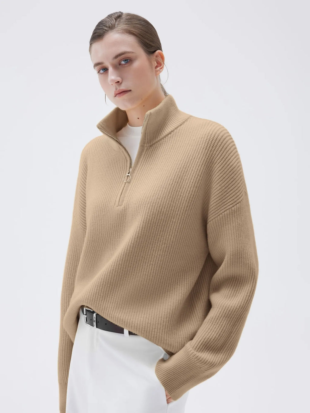 Cashmere Oversized Quarter Zip Sweater