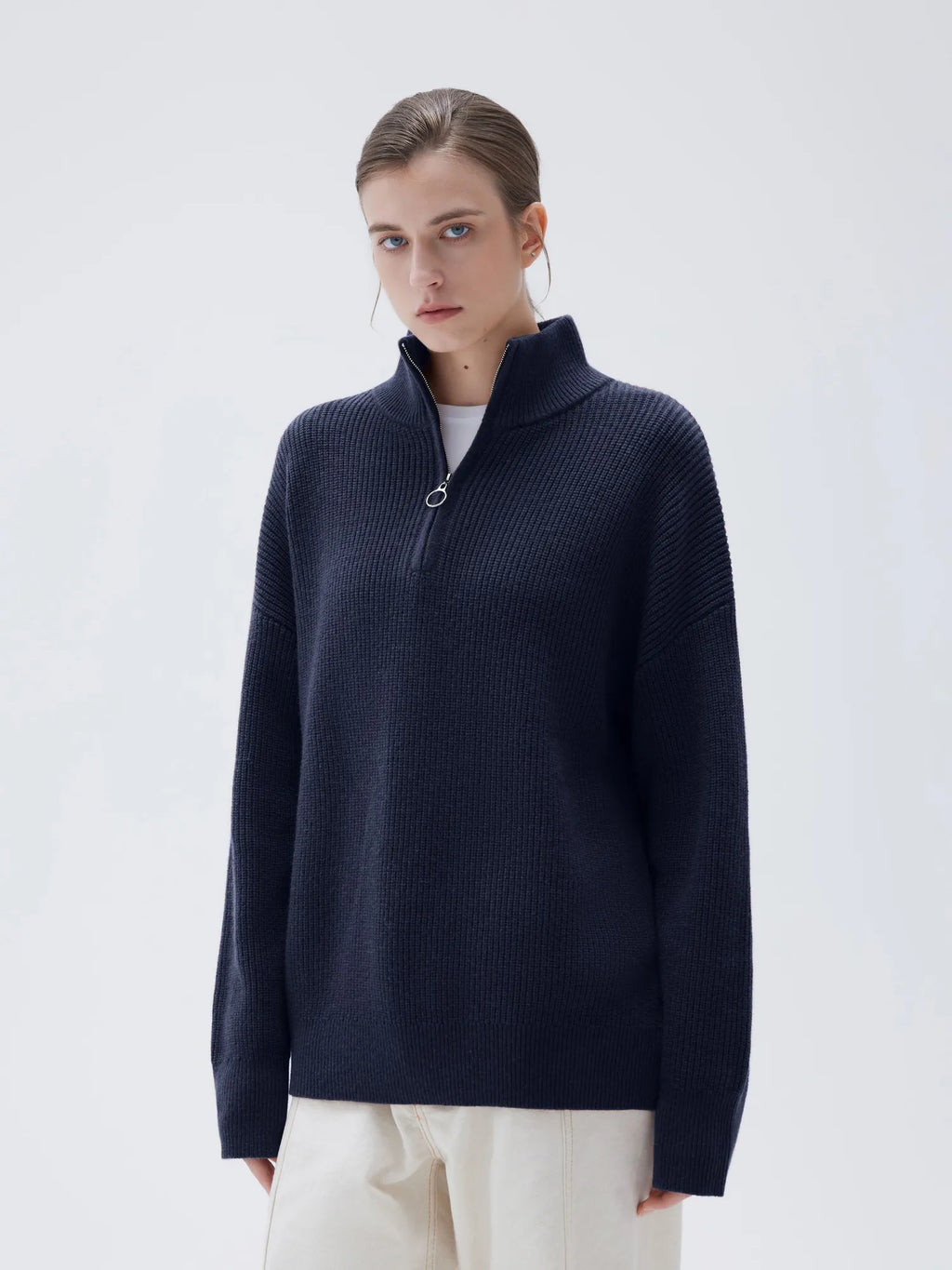 Cashmere Oversized Quarter Zip Sweater