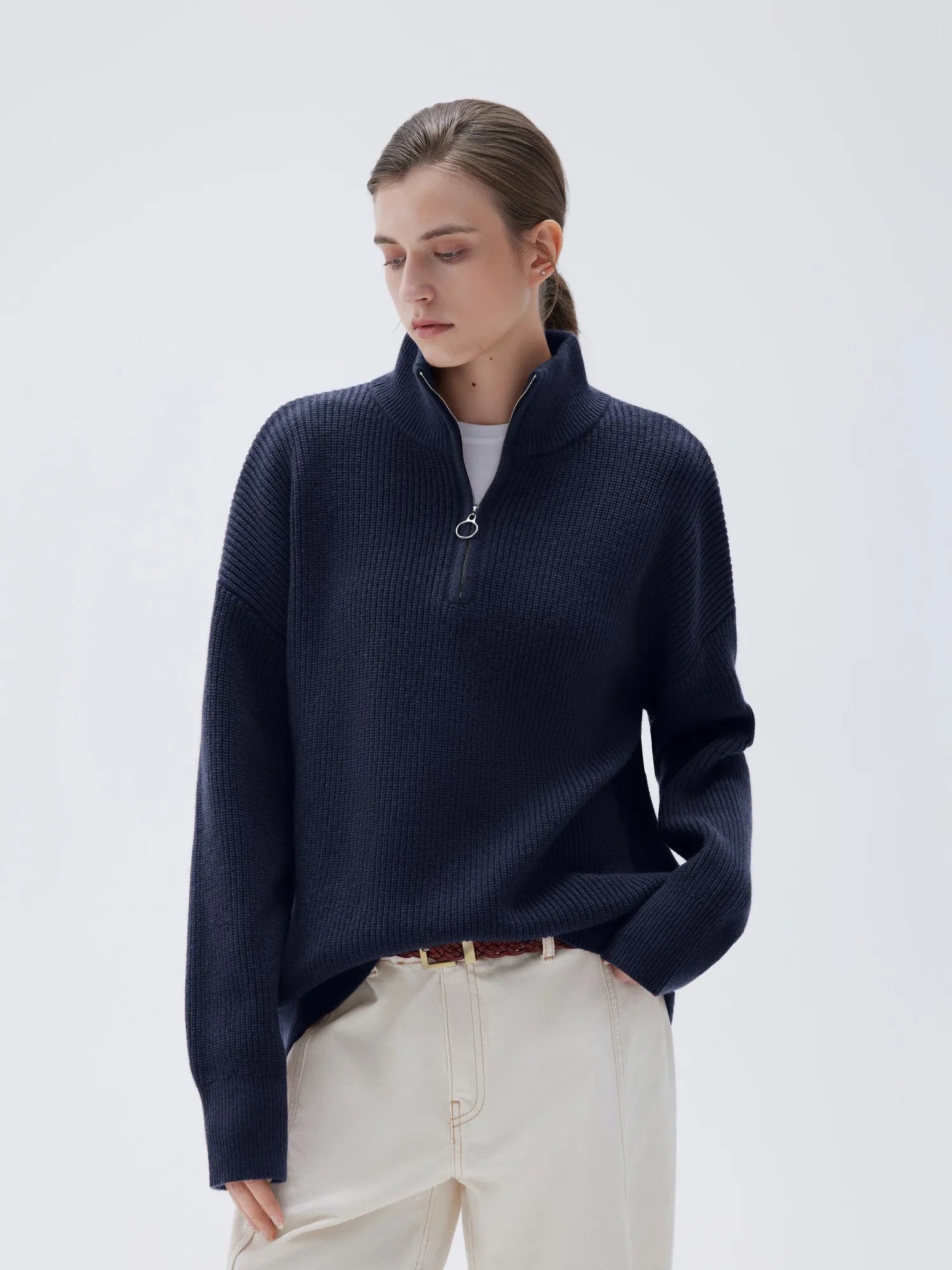 Cashmere Oversized Quarter Zip Sweater
