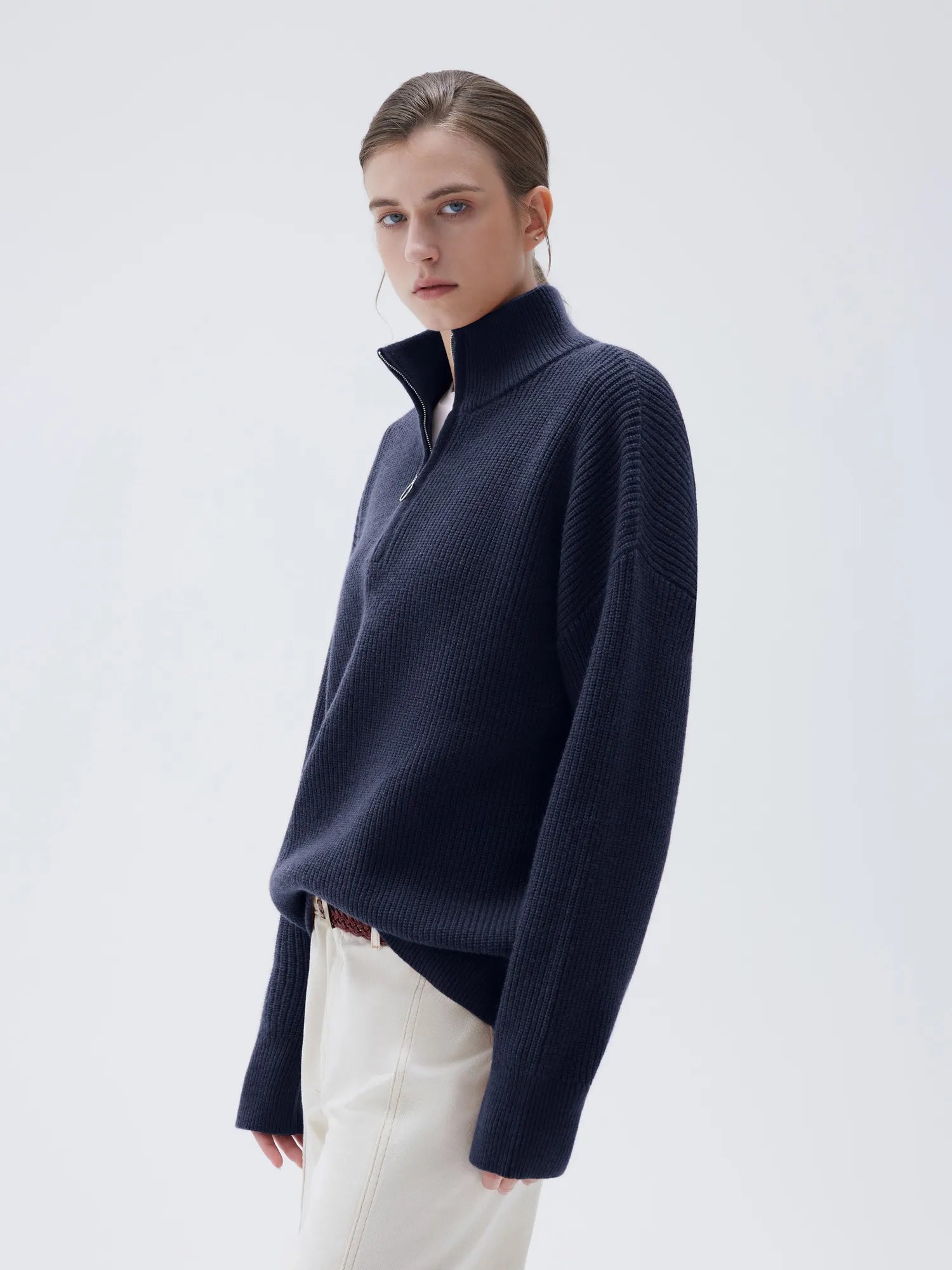 Cashmere Oversized Quarter Zip Sweater