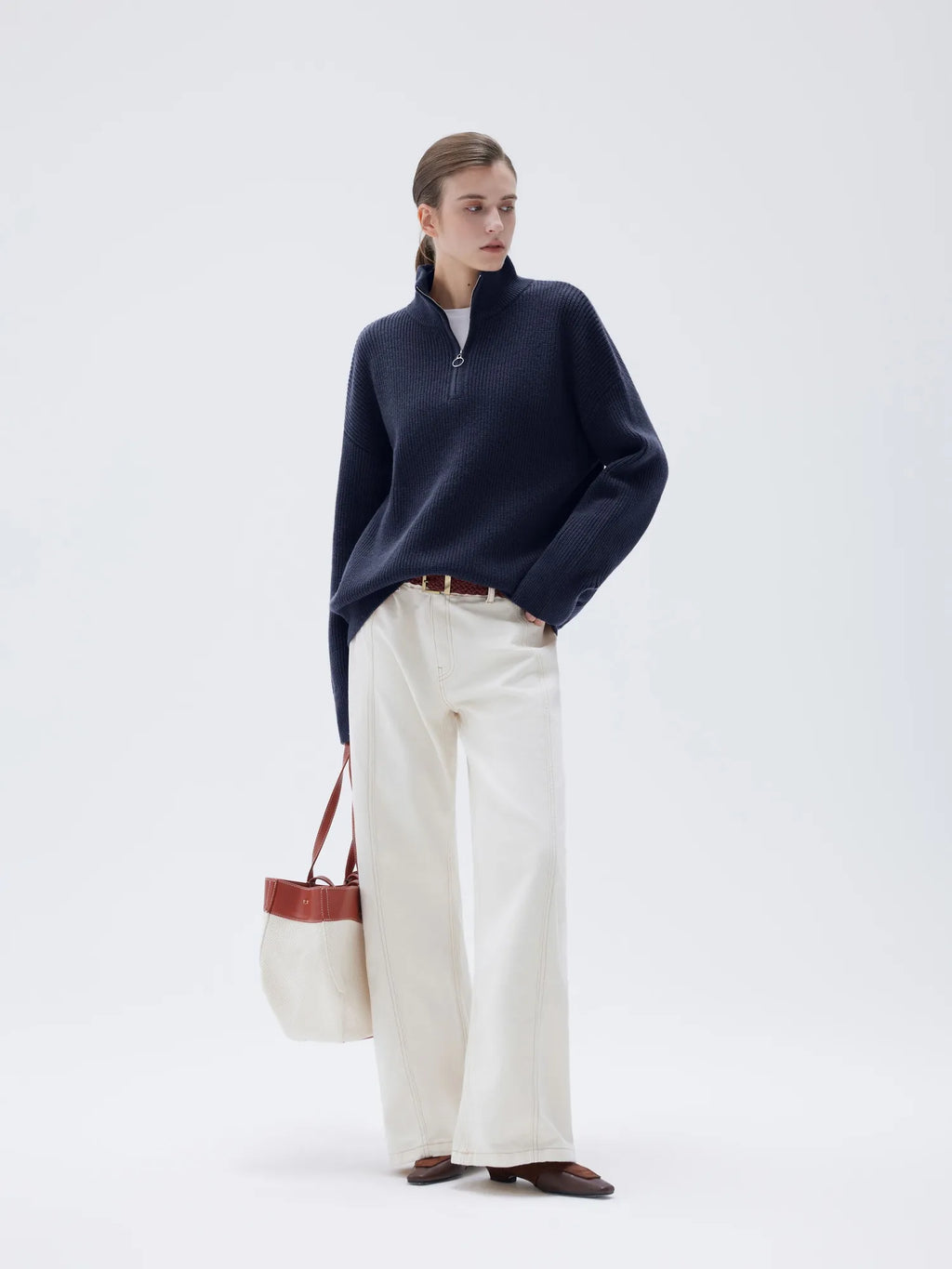 Cashmere Oversized Quarter Zip Sweater