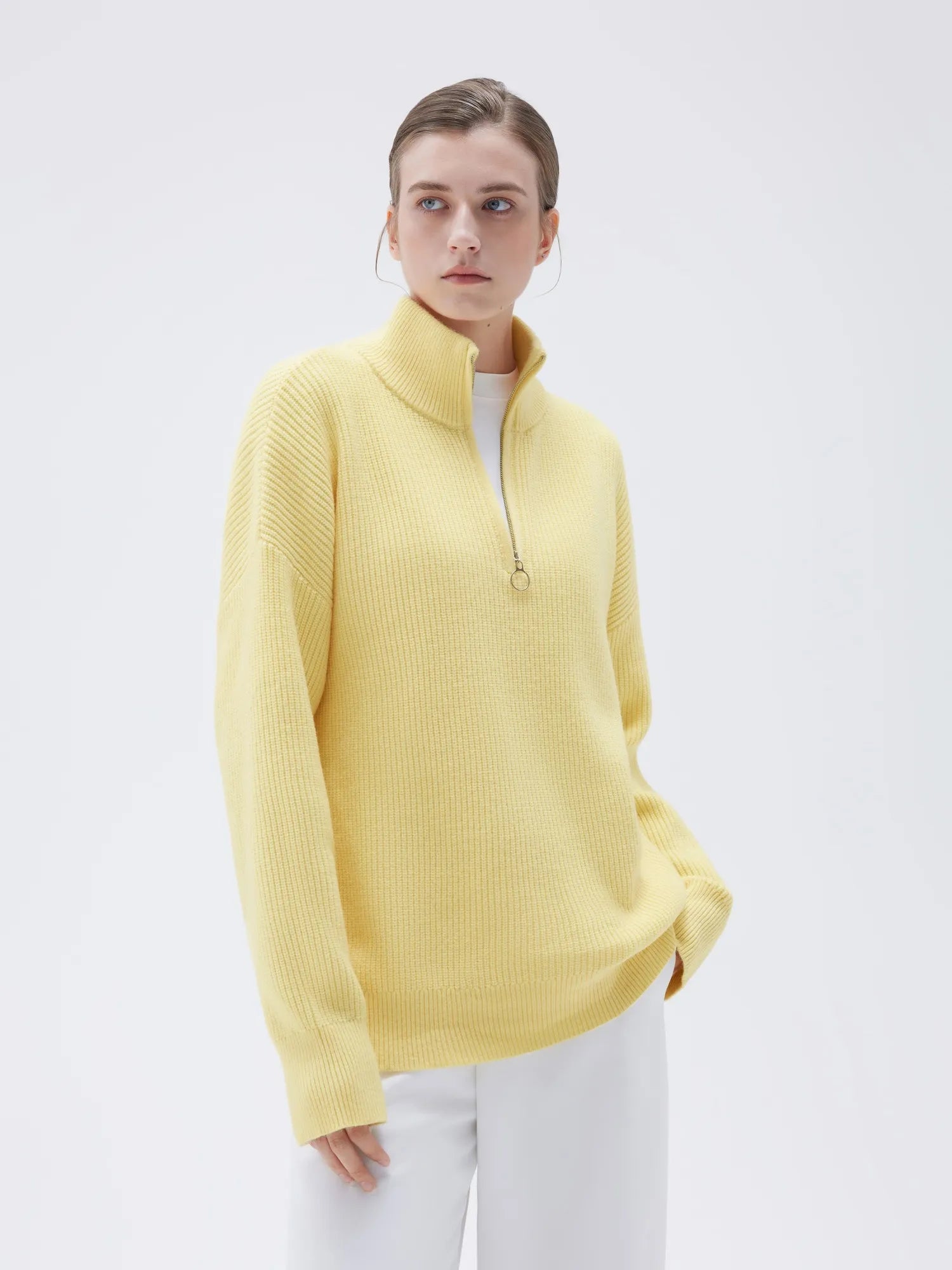 Cashmere Oversized Quarter Zip Sweater