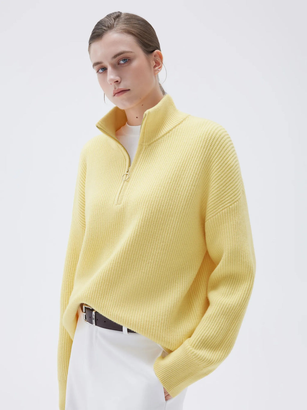 Cashmere Oversized Quarter Zip Sweater