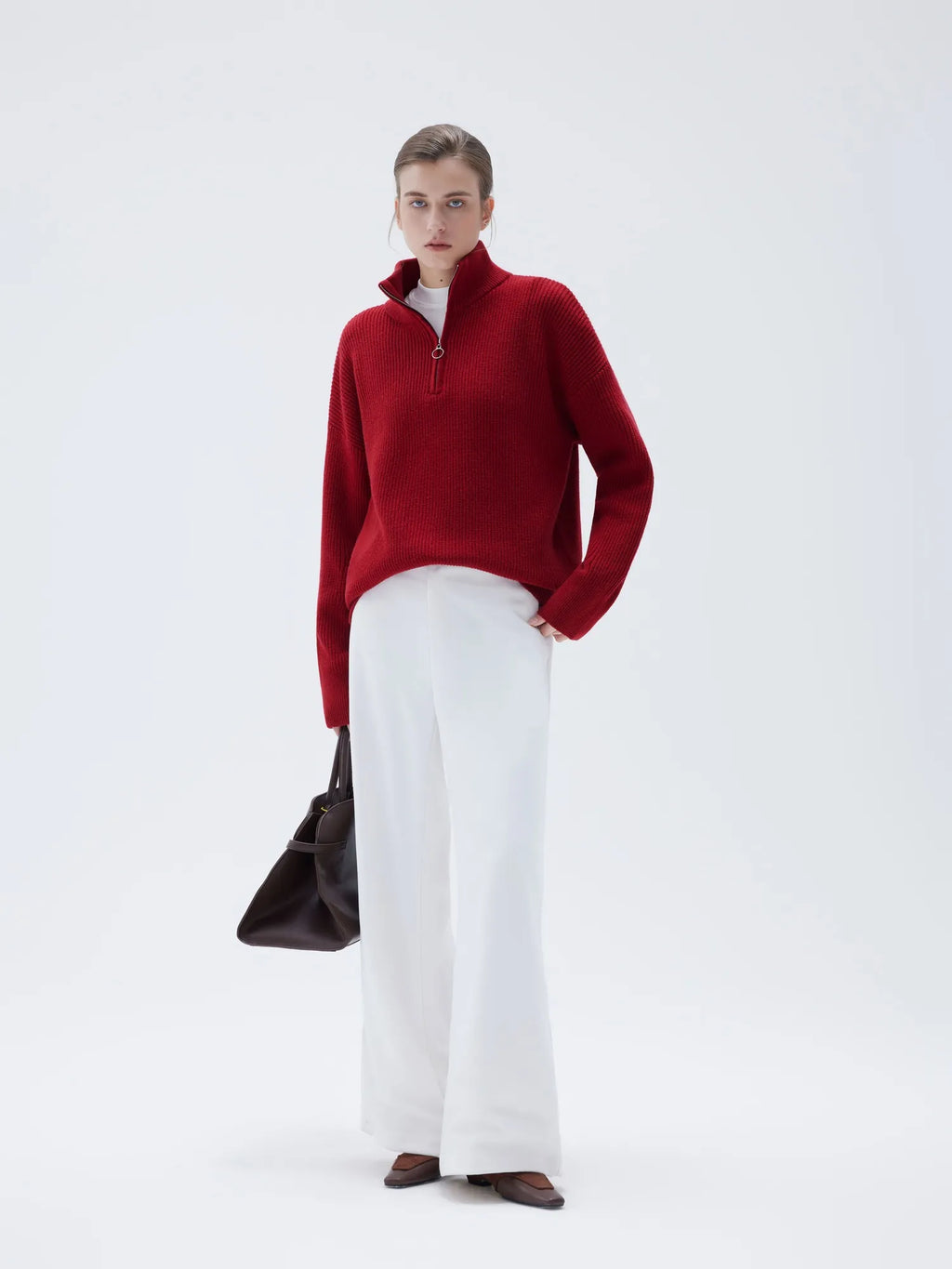 Cashmere Oversized Quarter Zip Sweater