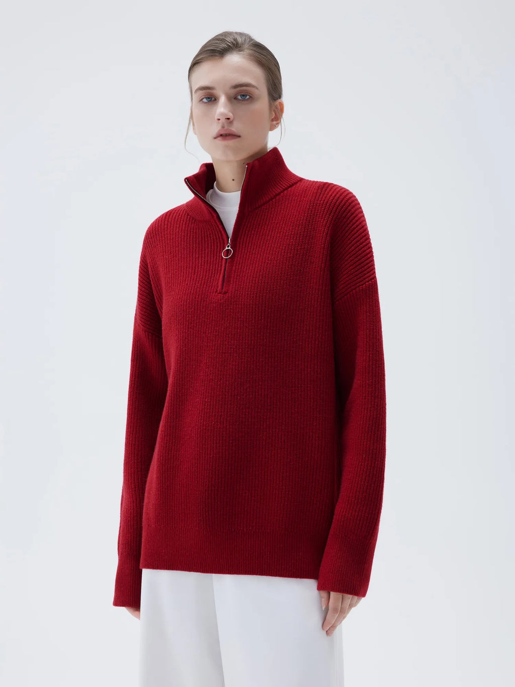 Cashmere Oversized Quarter Zip Sweater