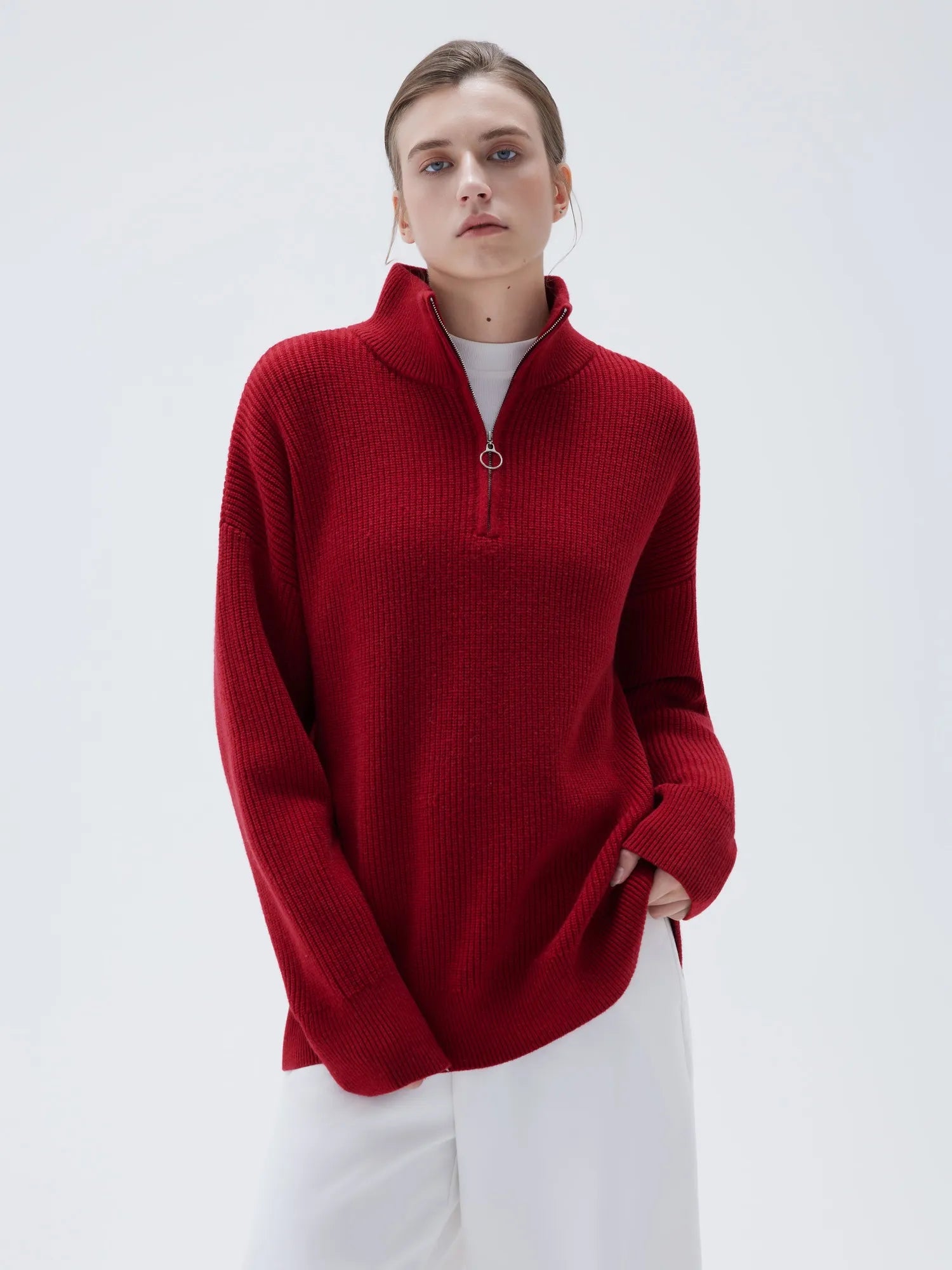 Cashmere Oversized Quarter Zip Sweater