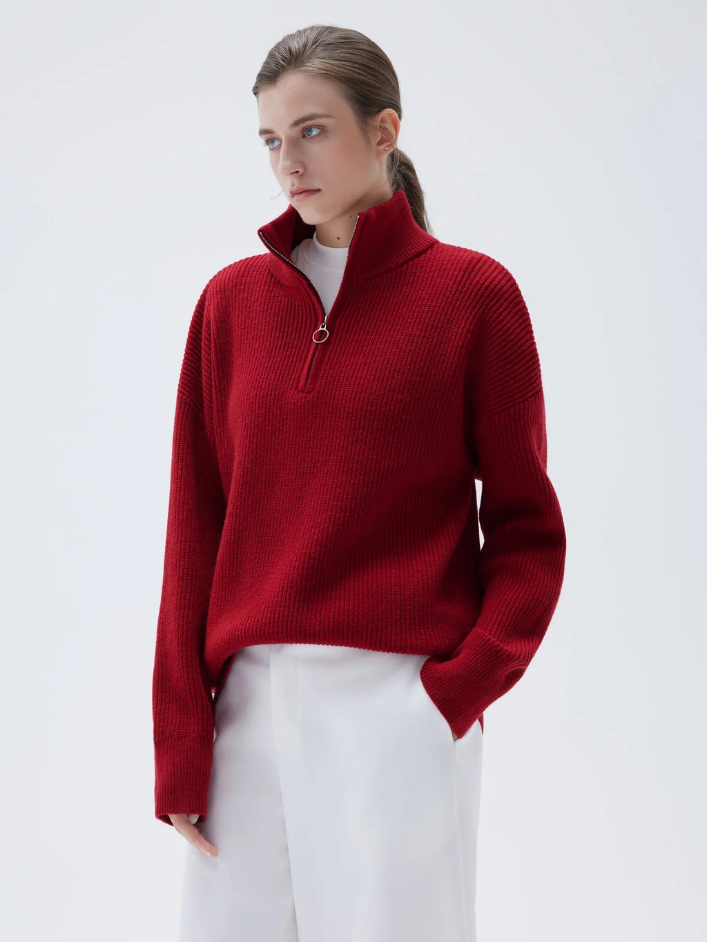 Cashmere Oversized Quarter Zip Sweater