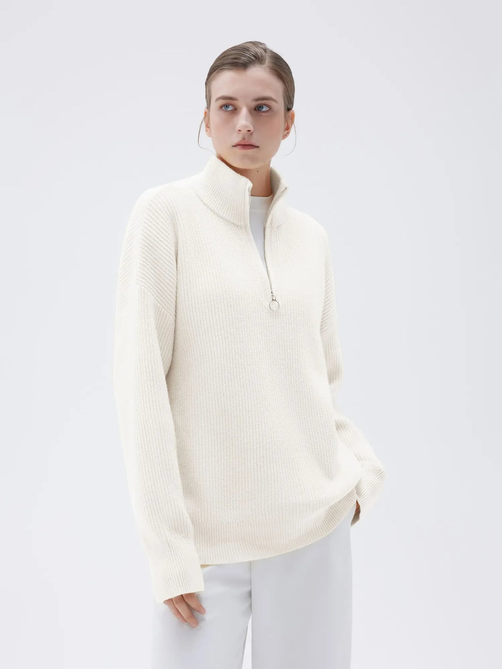 Cashmere Oversized Quarter Zip Sweater