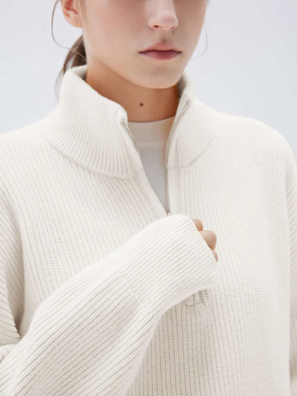 Cashmere Oversized Quarter Zip Sweater