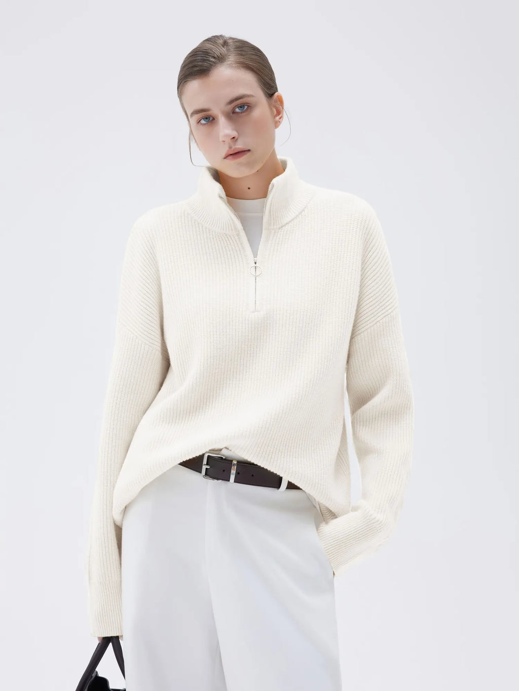 Cashmere Oversized Quarter Zip Sweater