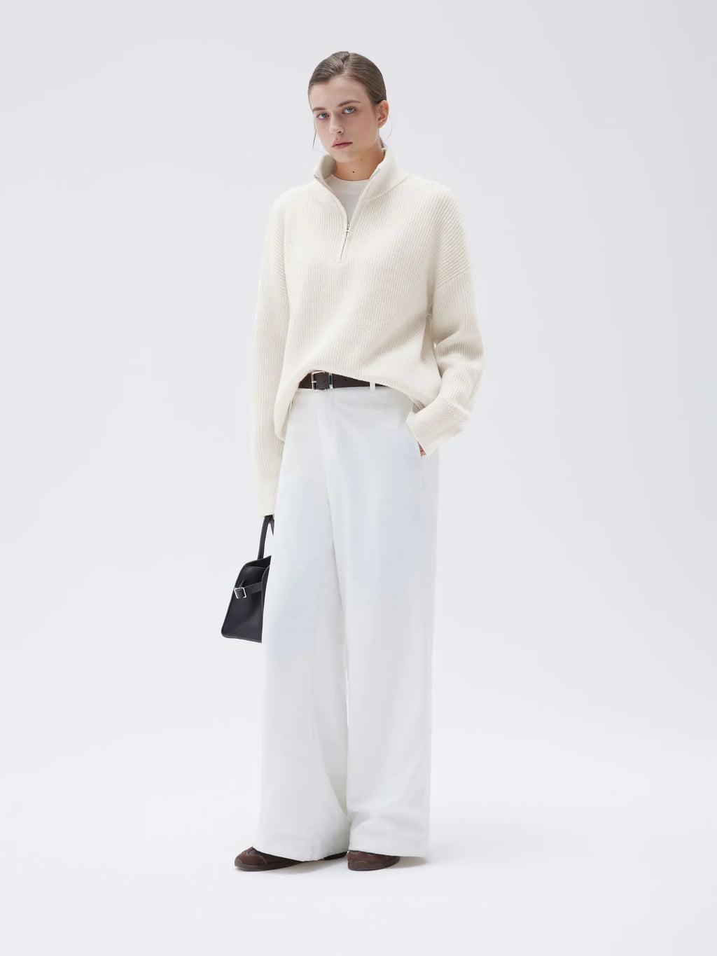 Cashmere Oversized Quarter Zip Sweater