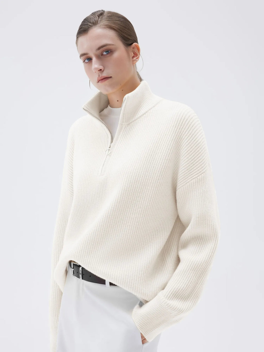 Cashmere Oversized Quarter Zip Sweater