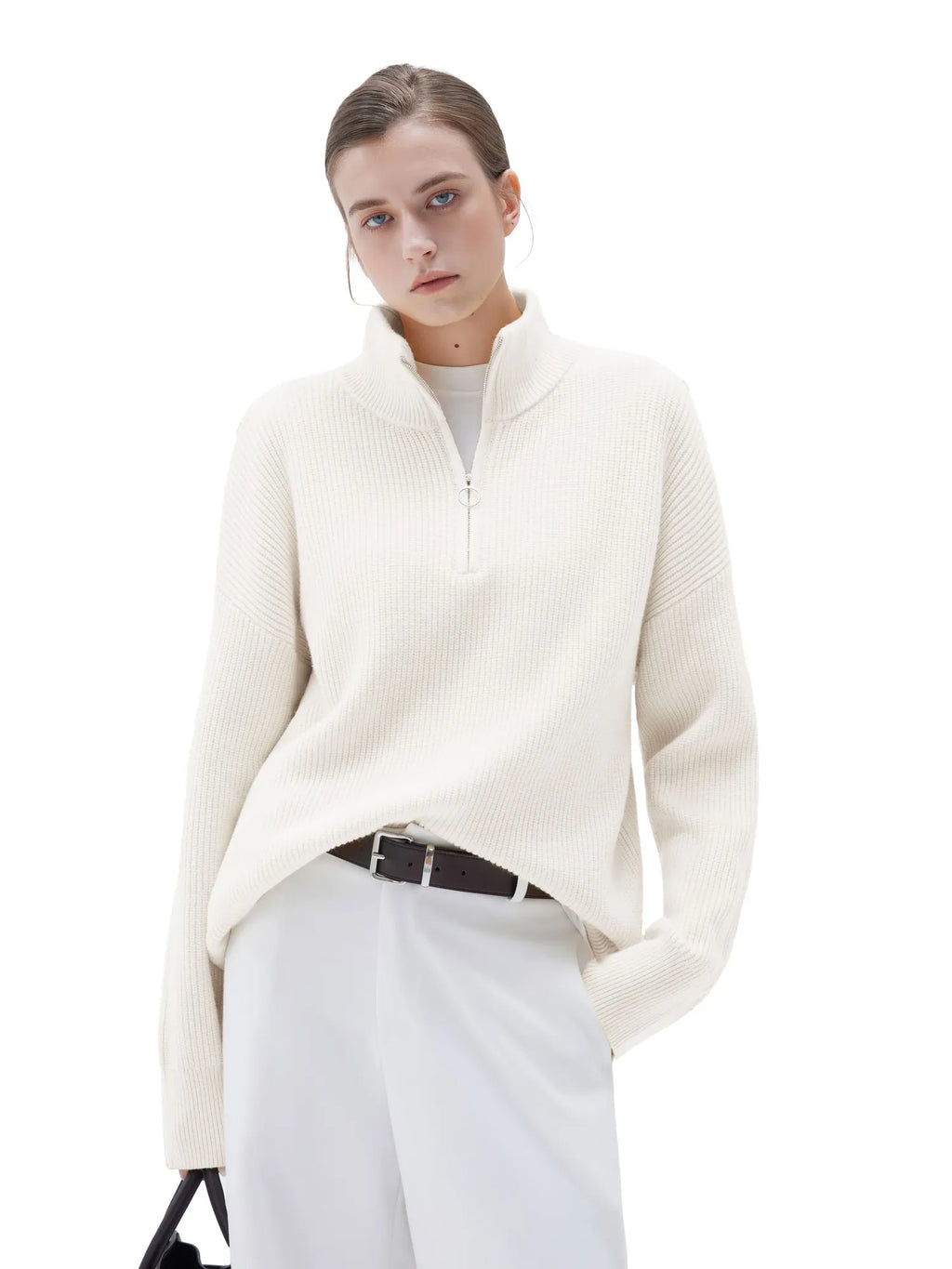 Cashmere Oversized Quarter Zip Sweater