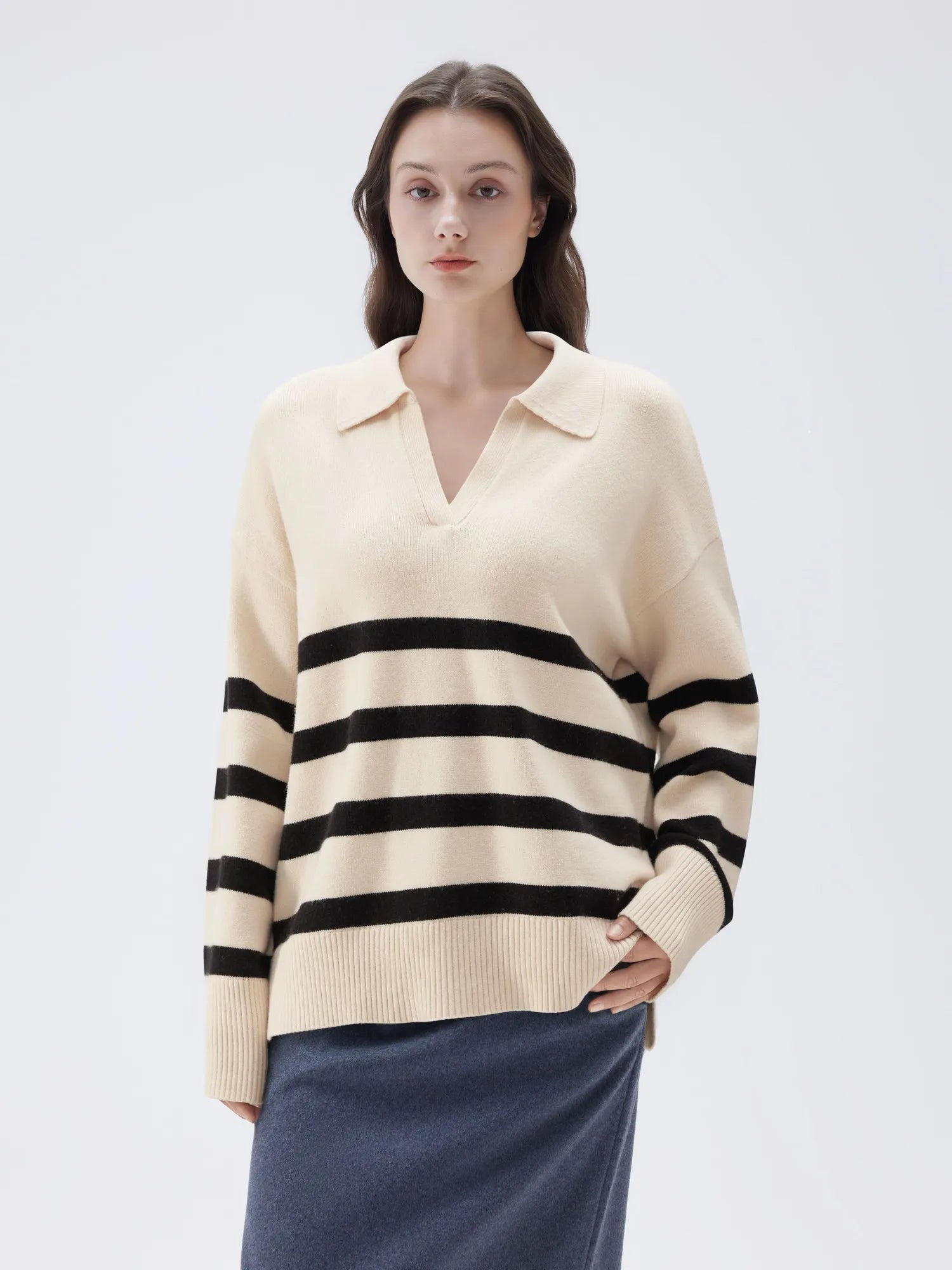 Cashmere Oversized V Collar Sweater