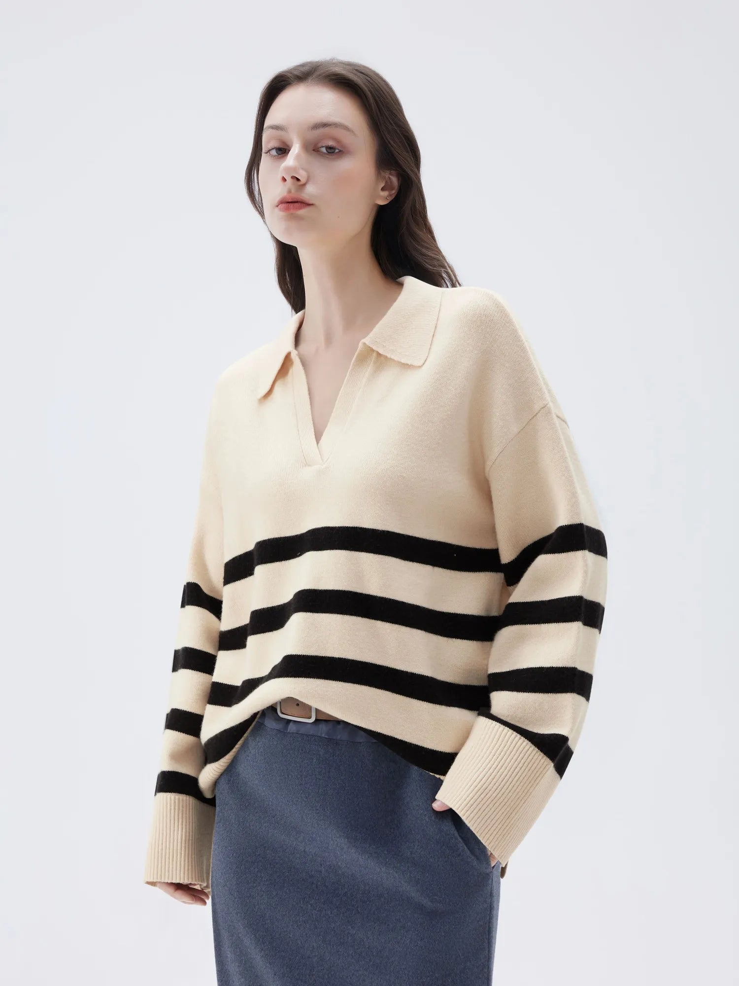Cashmere Oversized V Collar Sweater