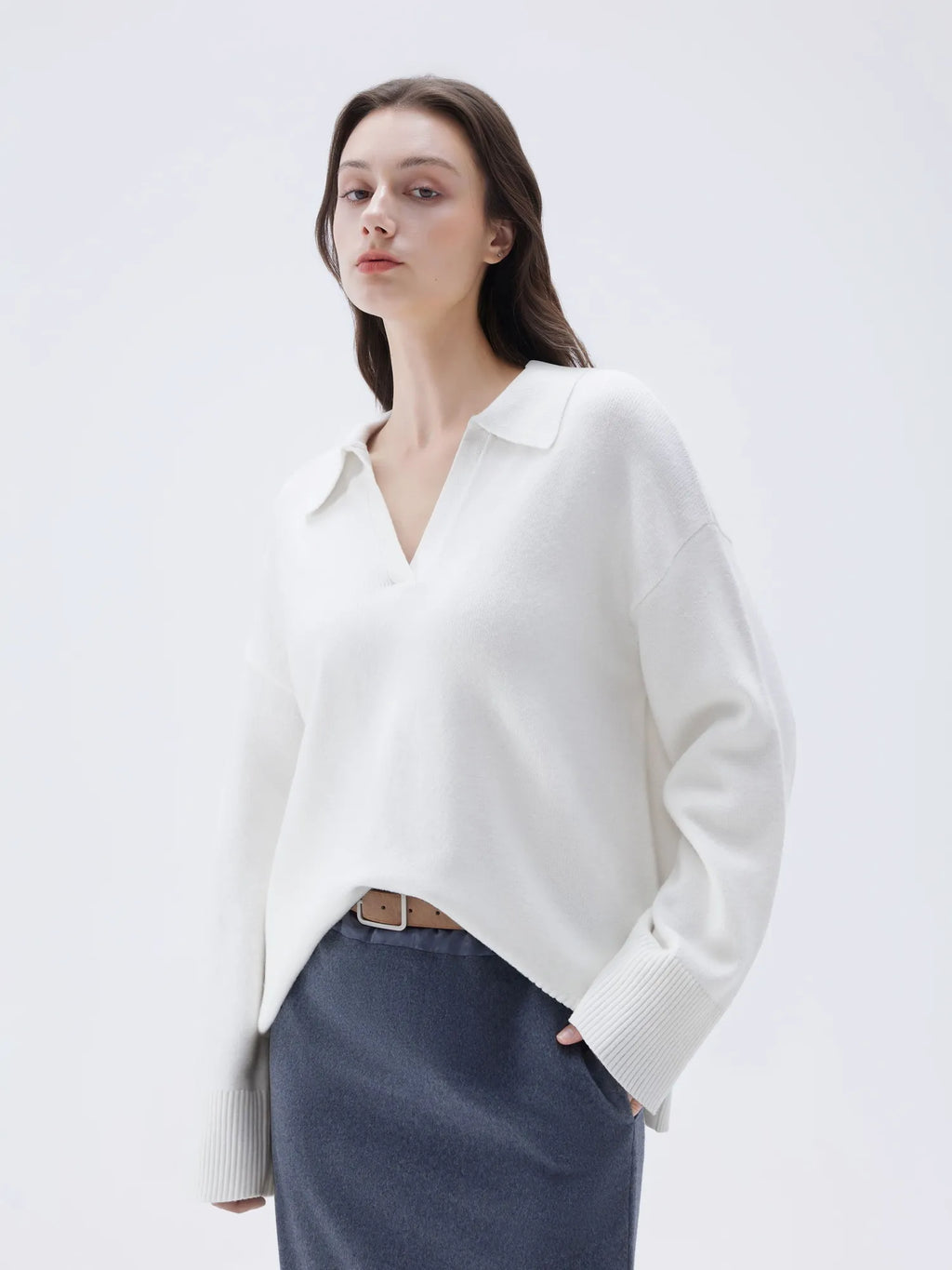 Cashmere Oversized V Collar Sweater