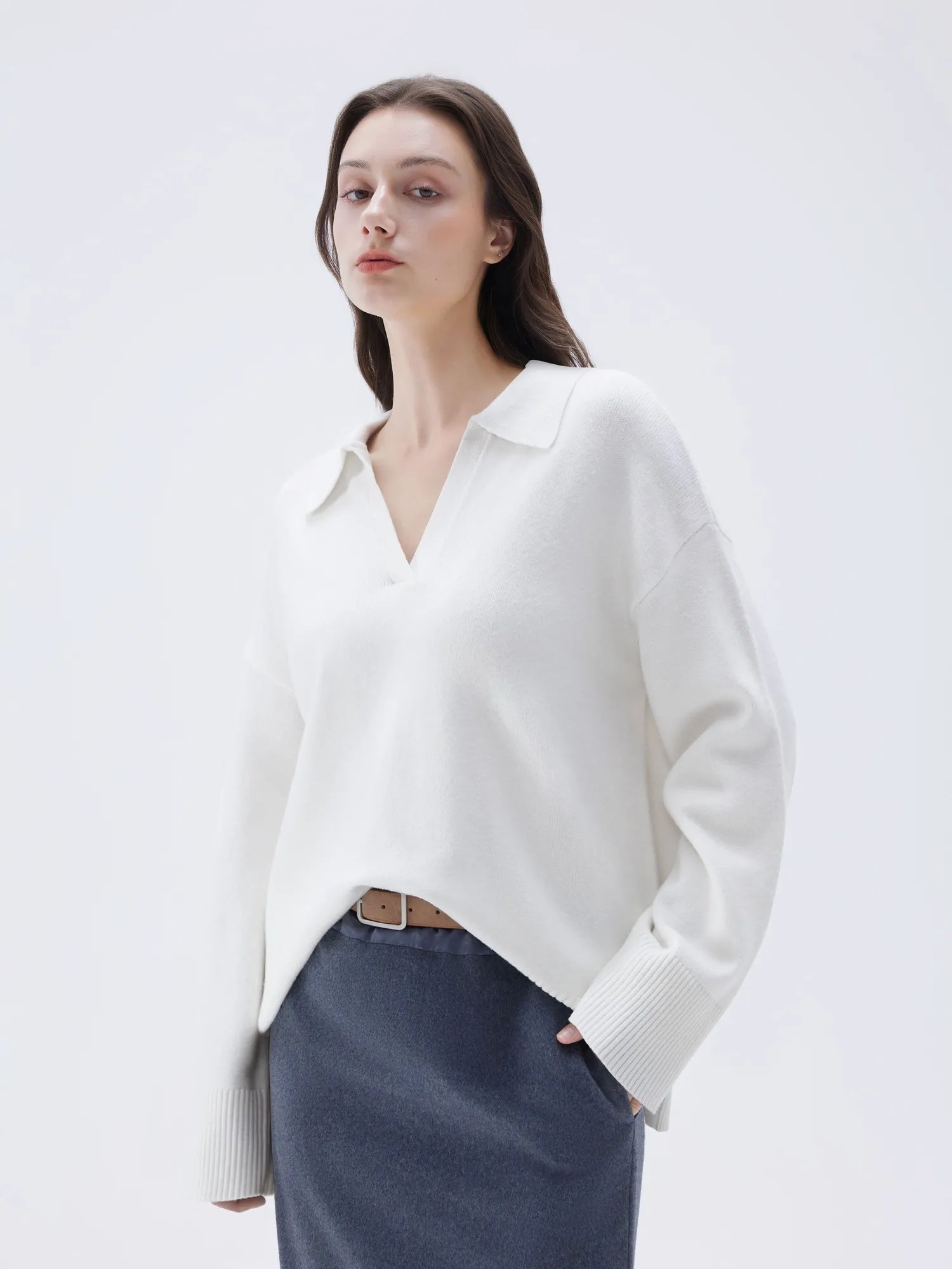 Cashmere Oversized V Collar Sweater