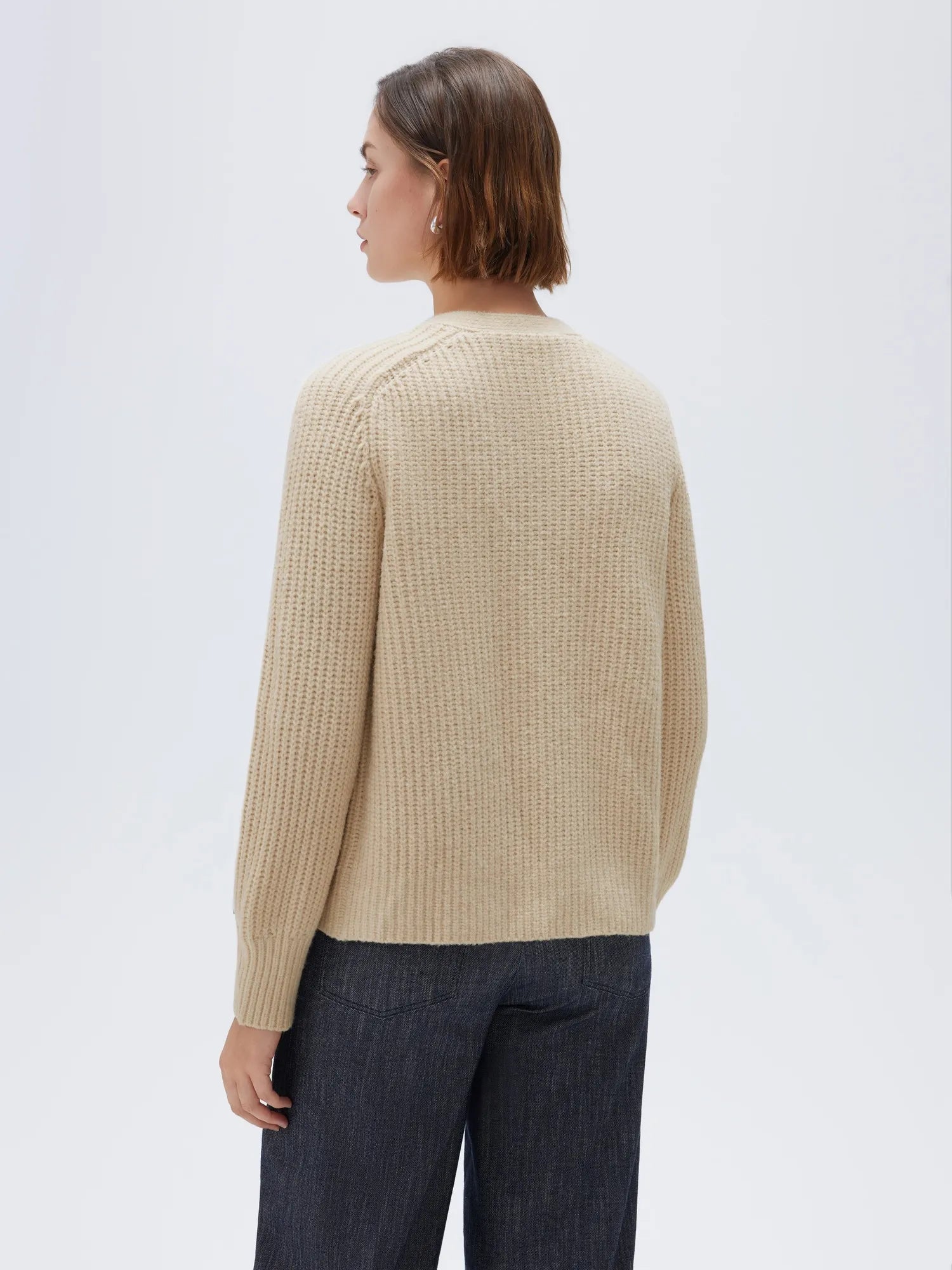 Deep V Neck Button Down Sweater