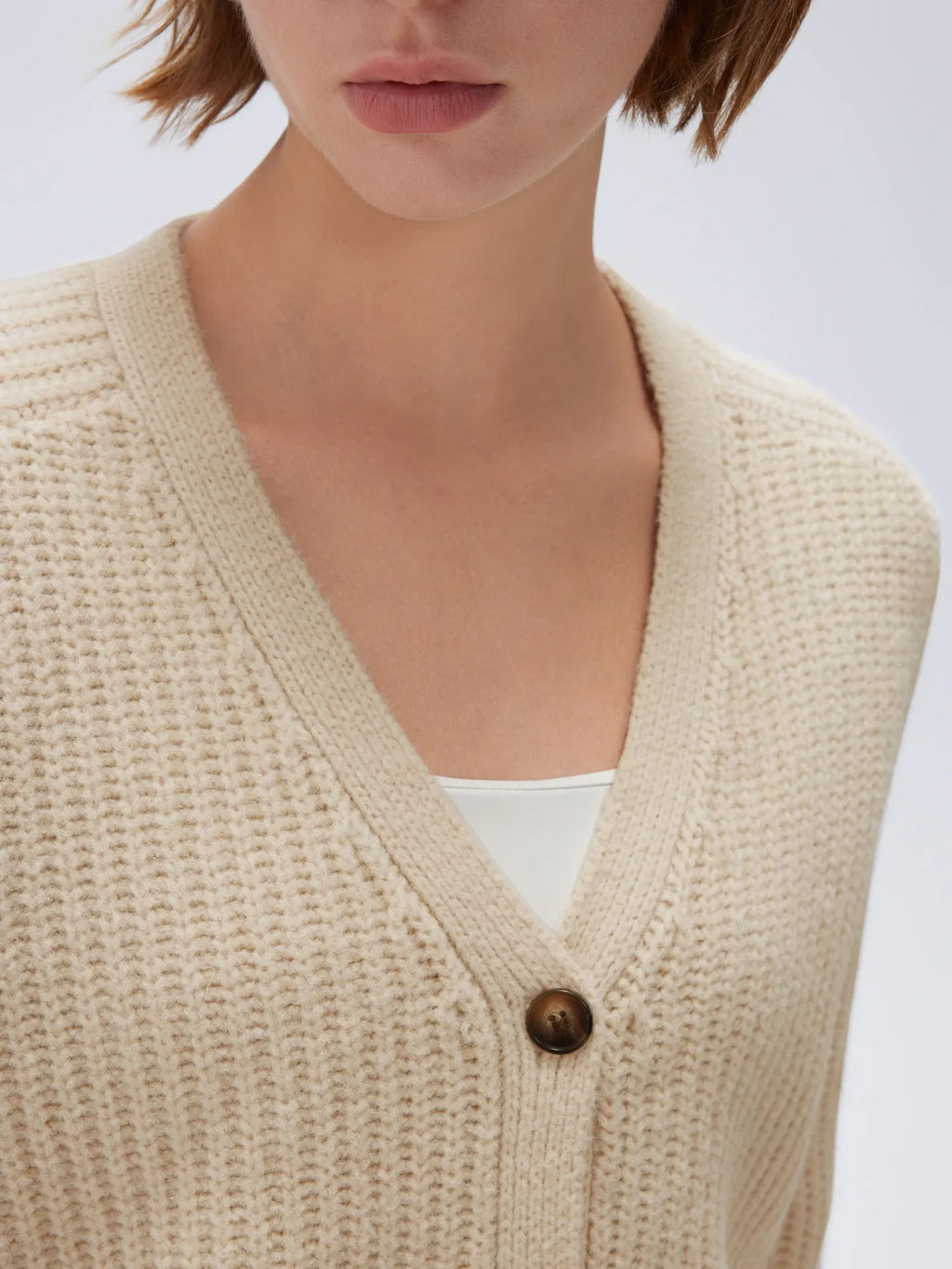 Deep V Neck Button Down Sweater