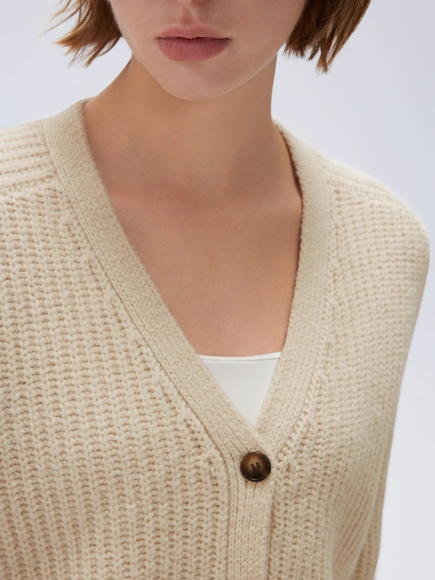Deep V Neck Button Down Sweater