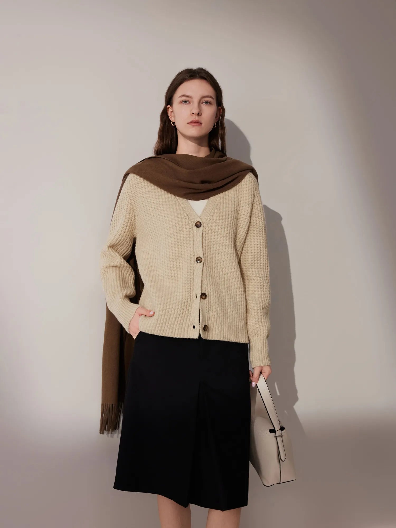 Deep V Neck Button Down Sweater