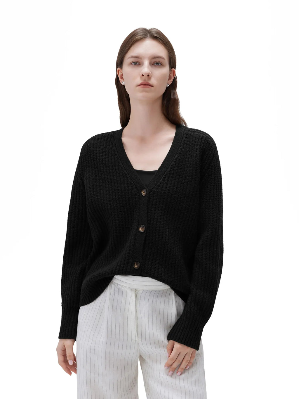 Deep V Neck Button Down Sweater