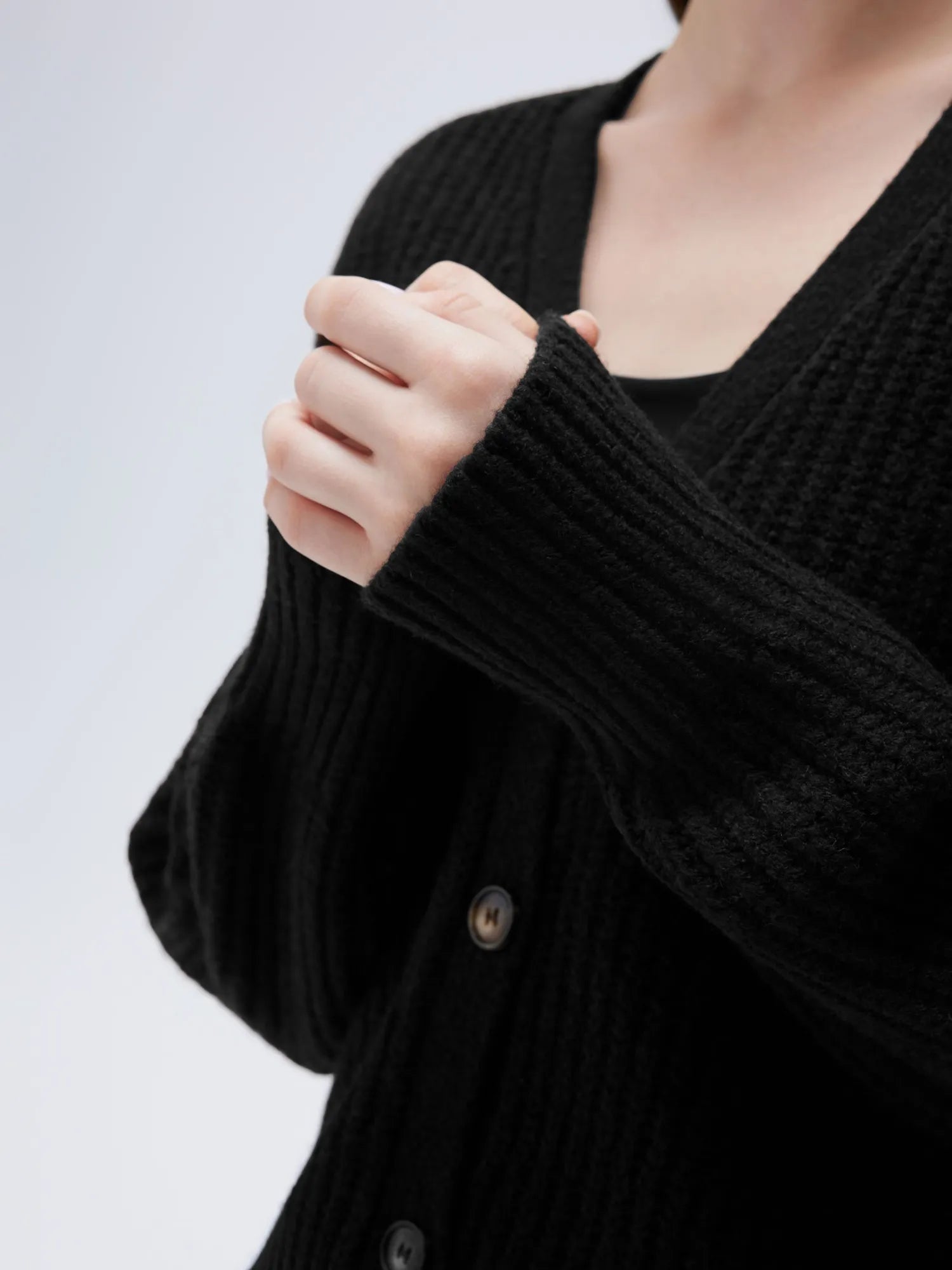 Deep V Neck Button Down Sweater