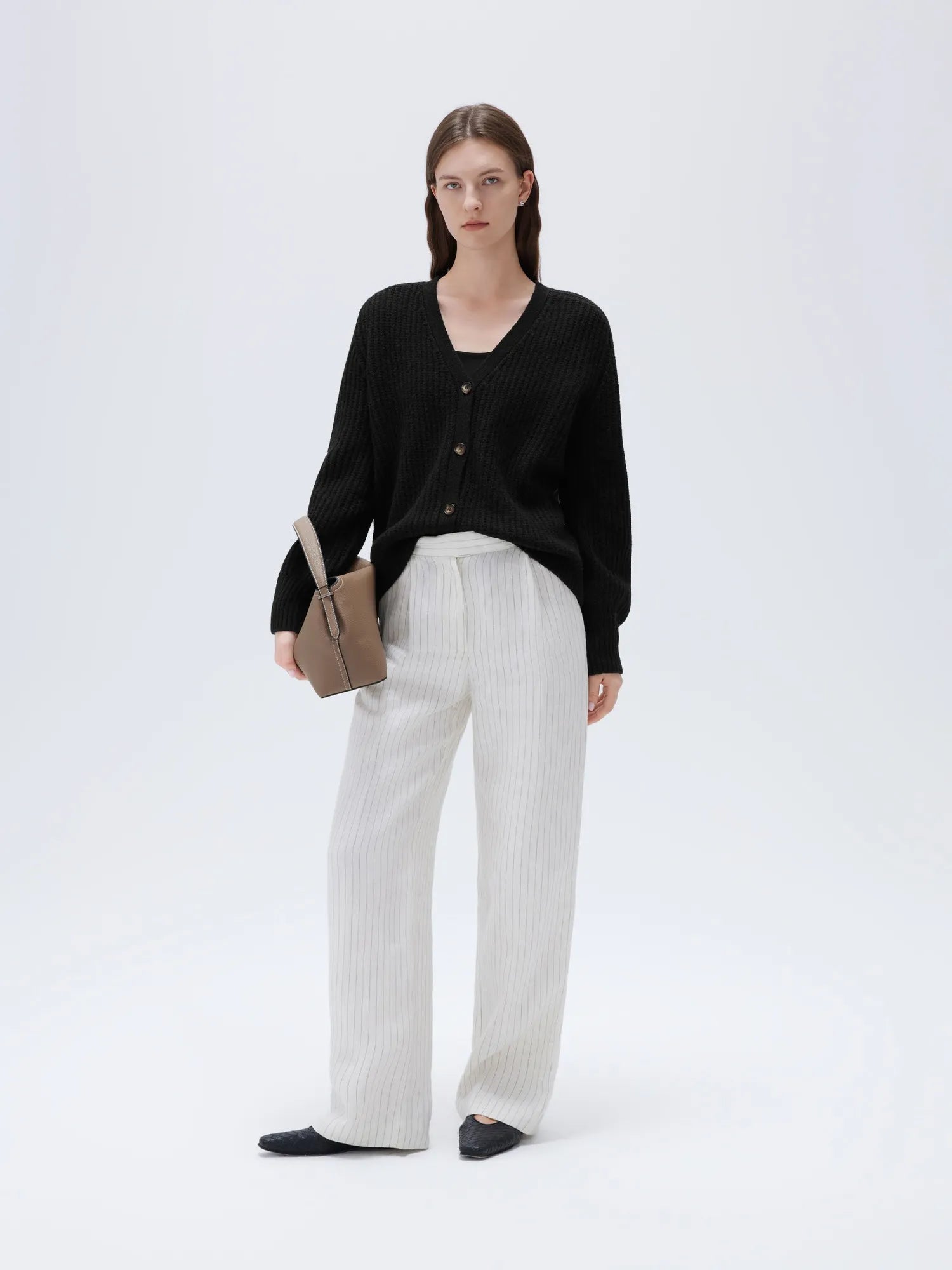 Deep V Neck Button Down Sweater