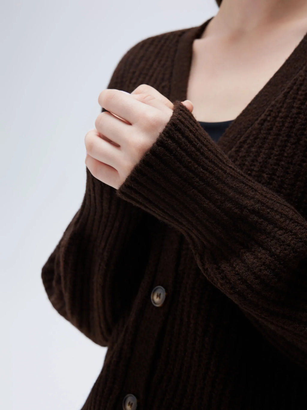 Deep V Neck Button Down Sweater
