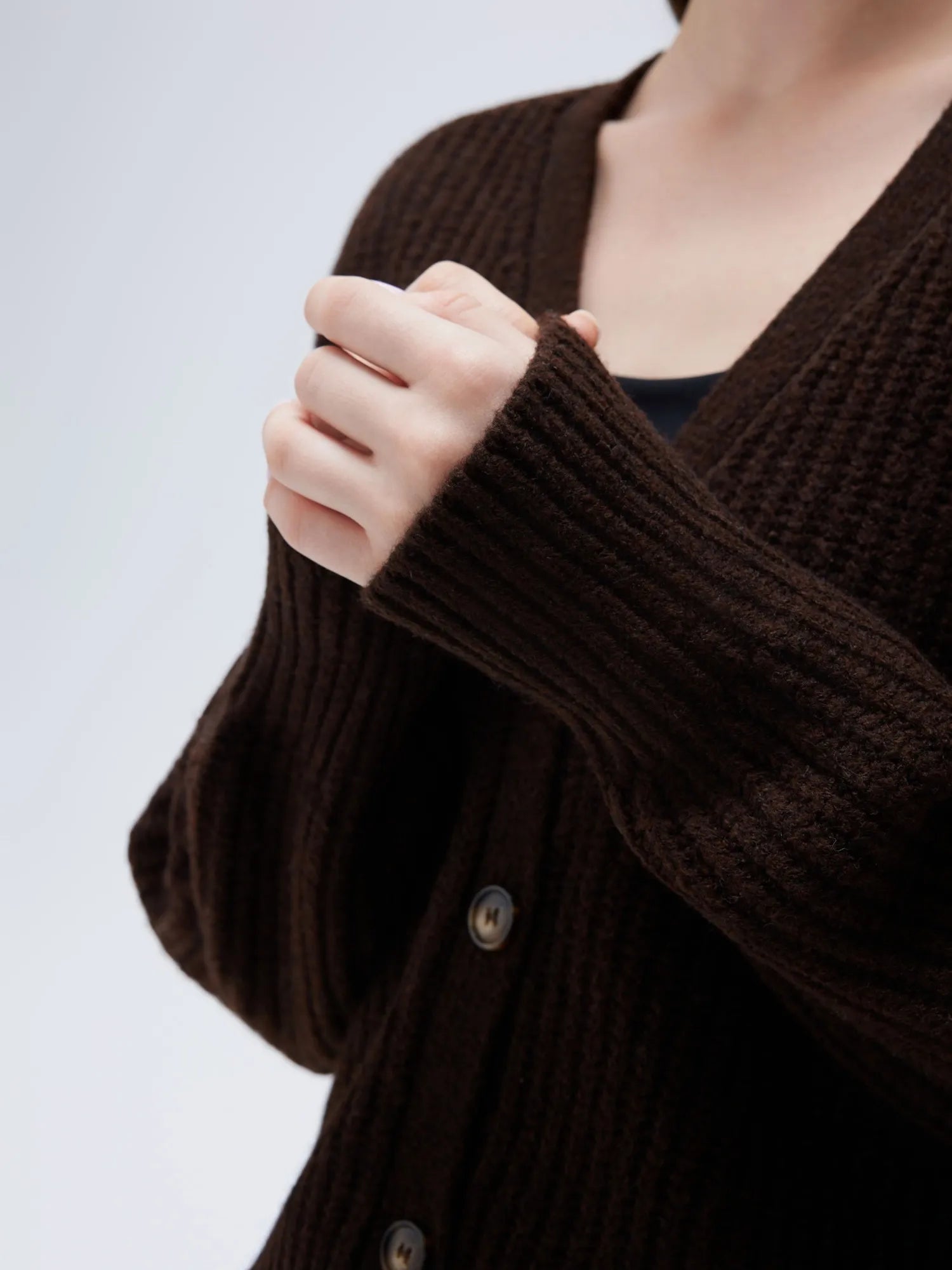 Deep V Neck Button Down Sweater