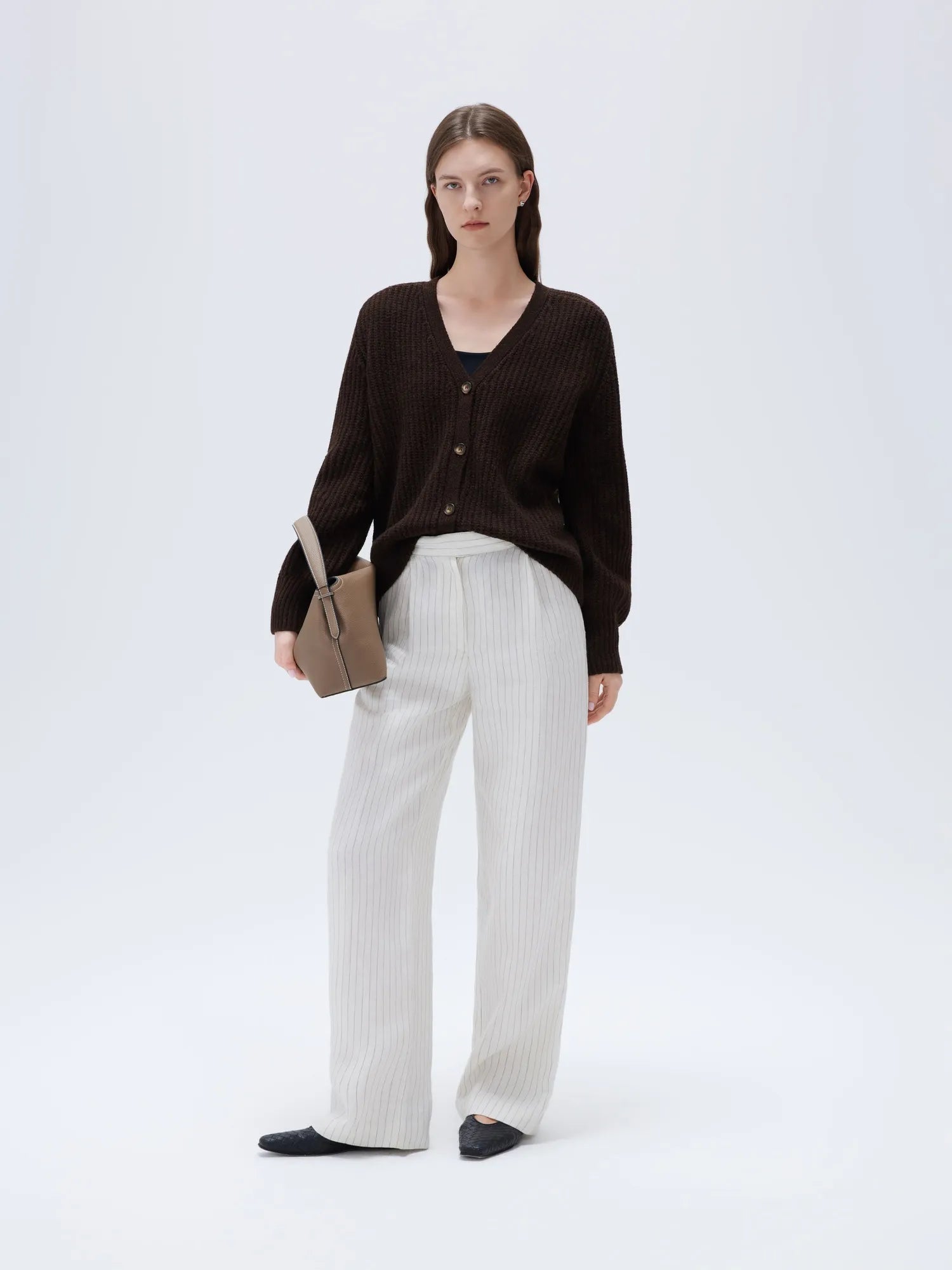 Deep V Neck Button Down Sweater
