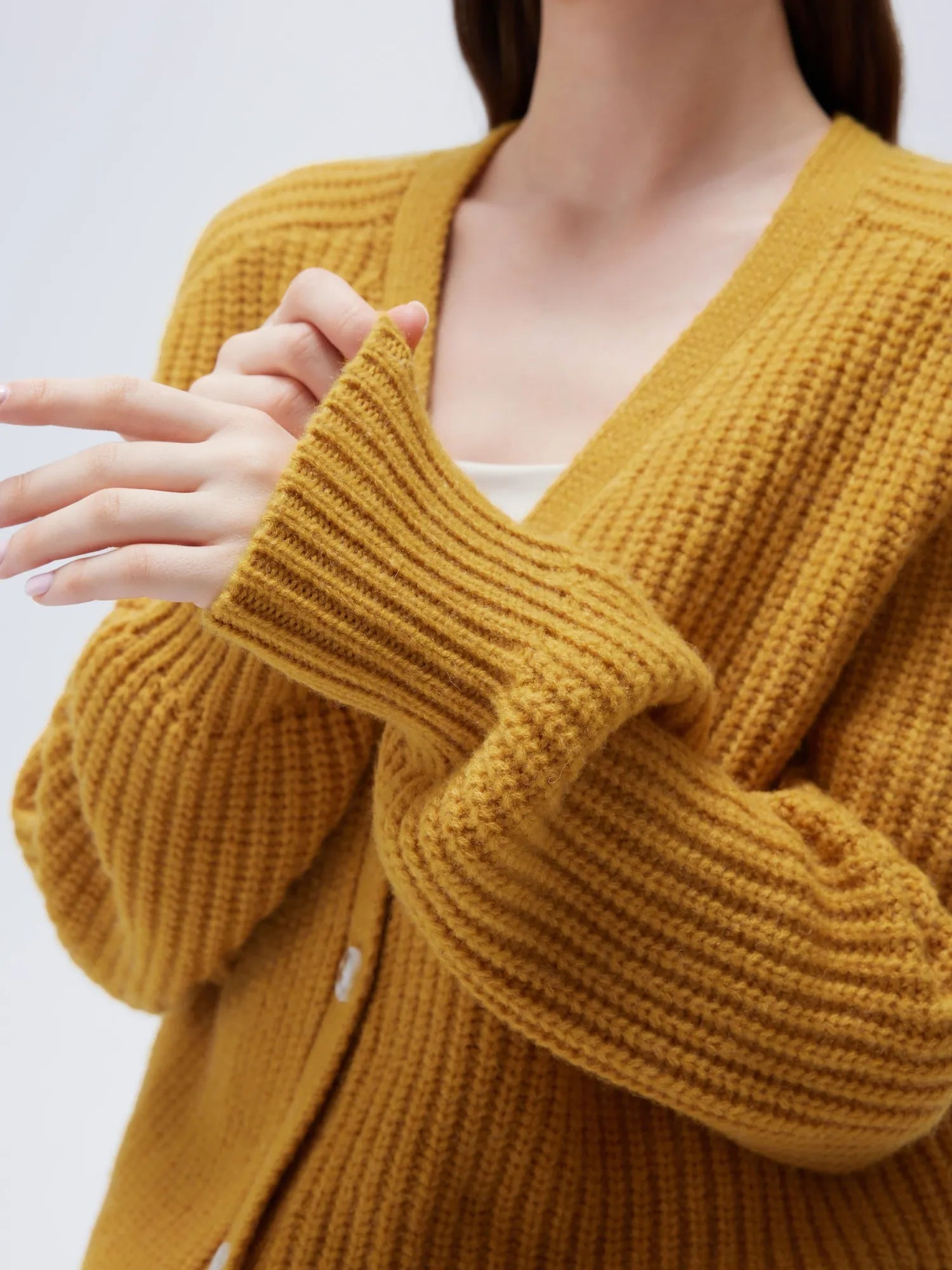 Deep V Neck Button Down Sweater