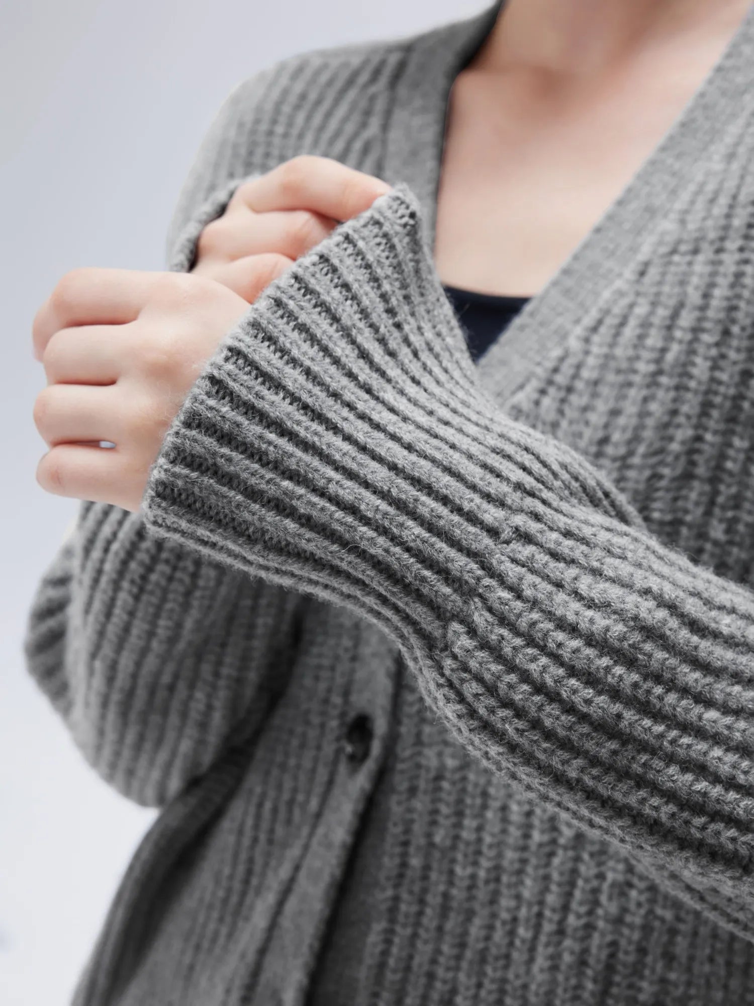 Deep V Neck Button Down Sweater