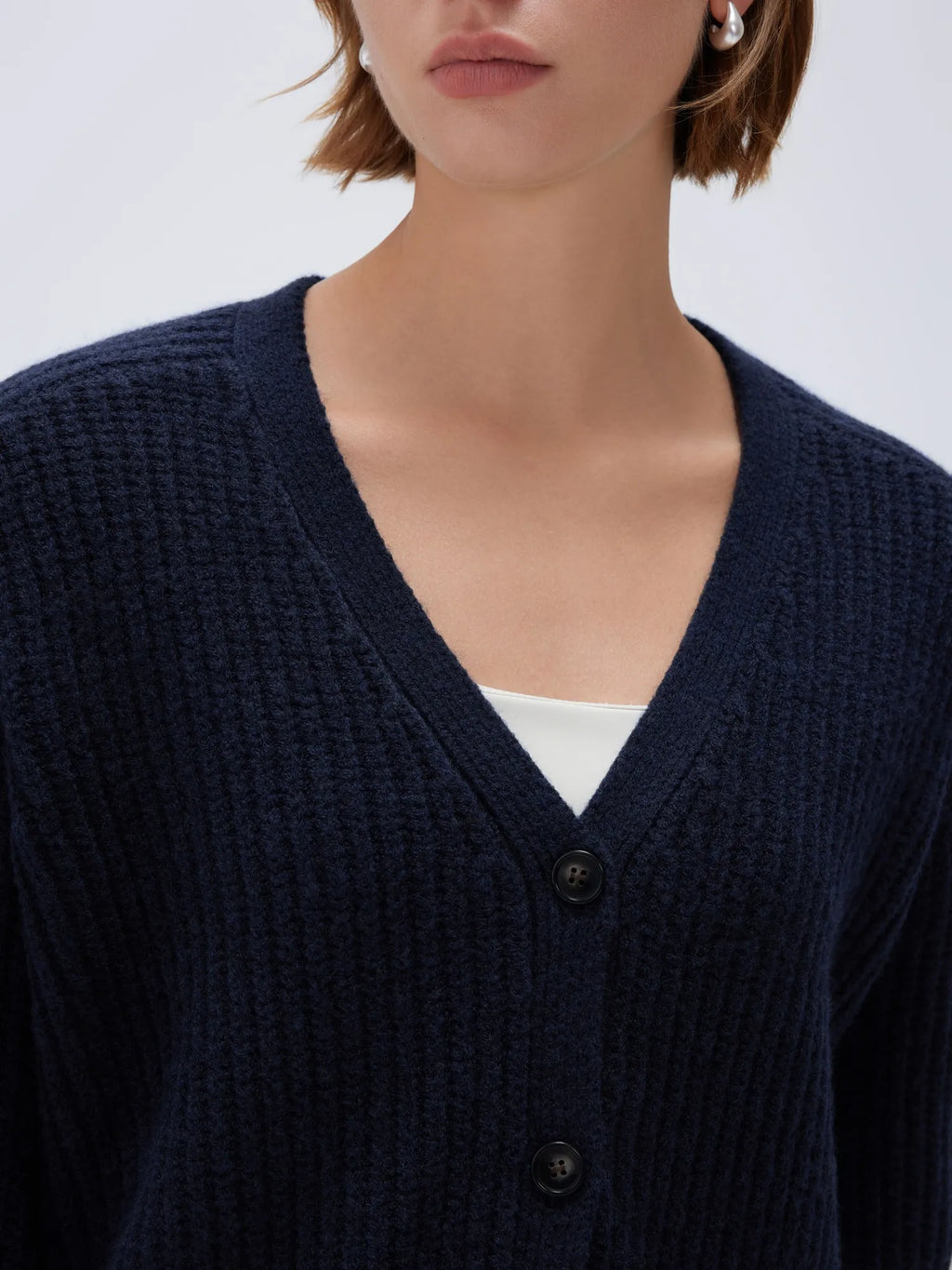 Deep V Neck Button Down Sweater