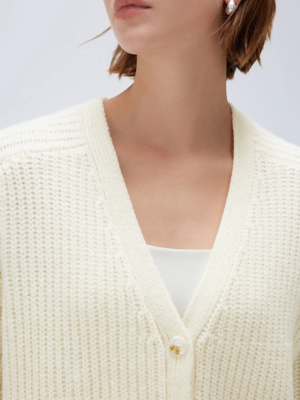 Deep V Neck Button Down Sweater