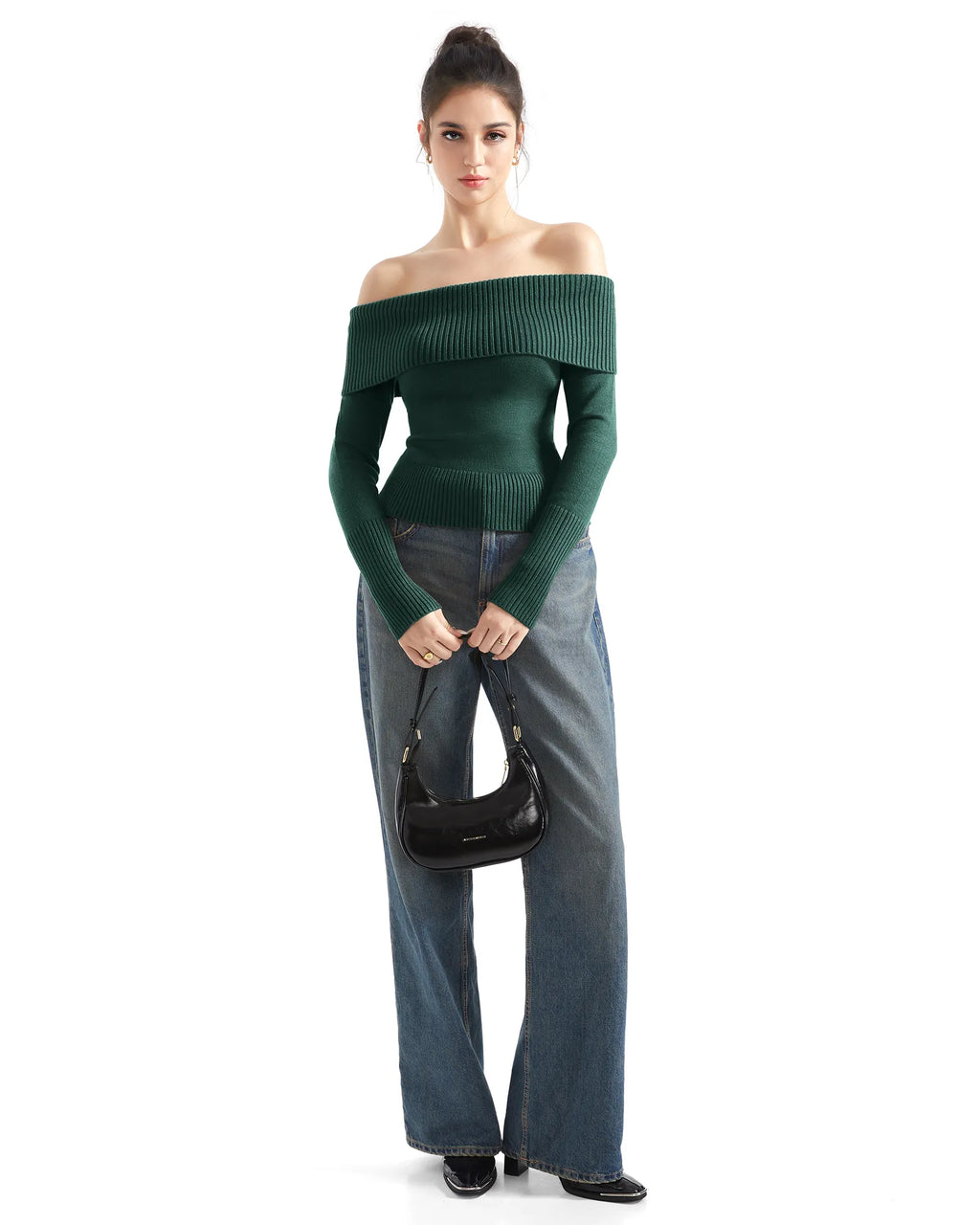 Ribbed Off Shoulder Shirt - Long Sleeve