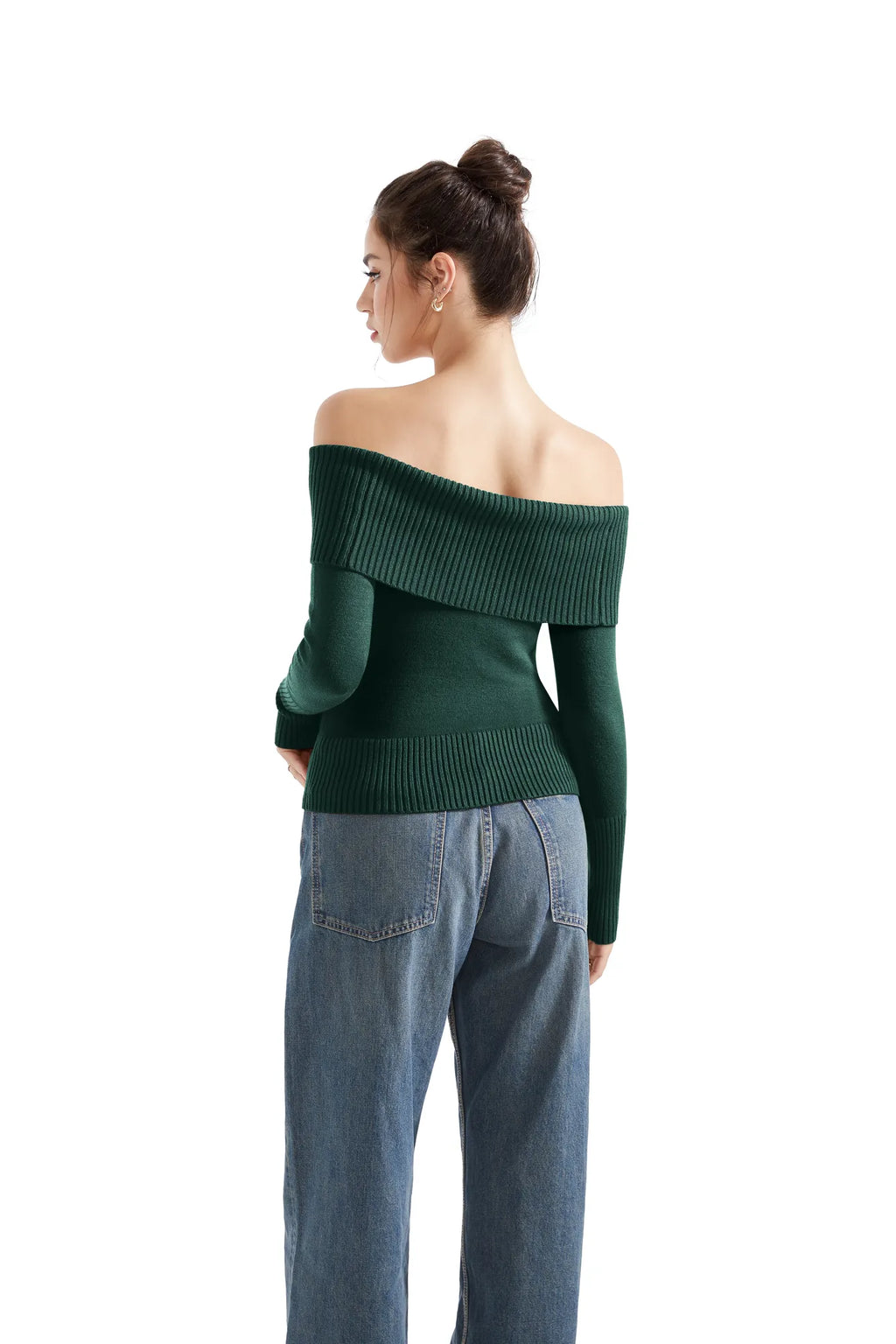 Ribbed Off Shoulder Shirt - Long Sleeve