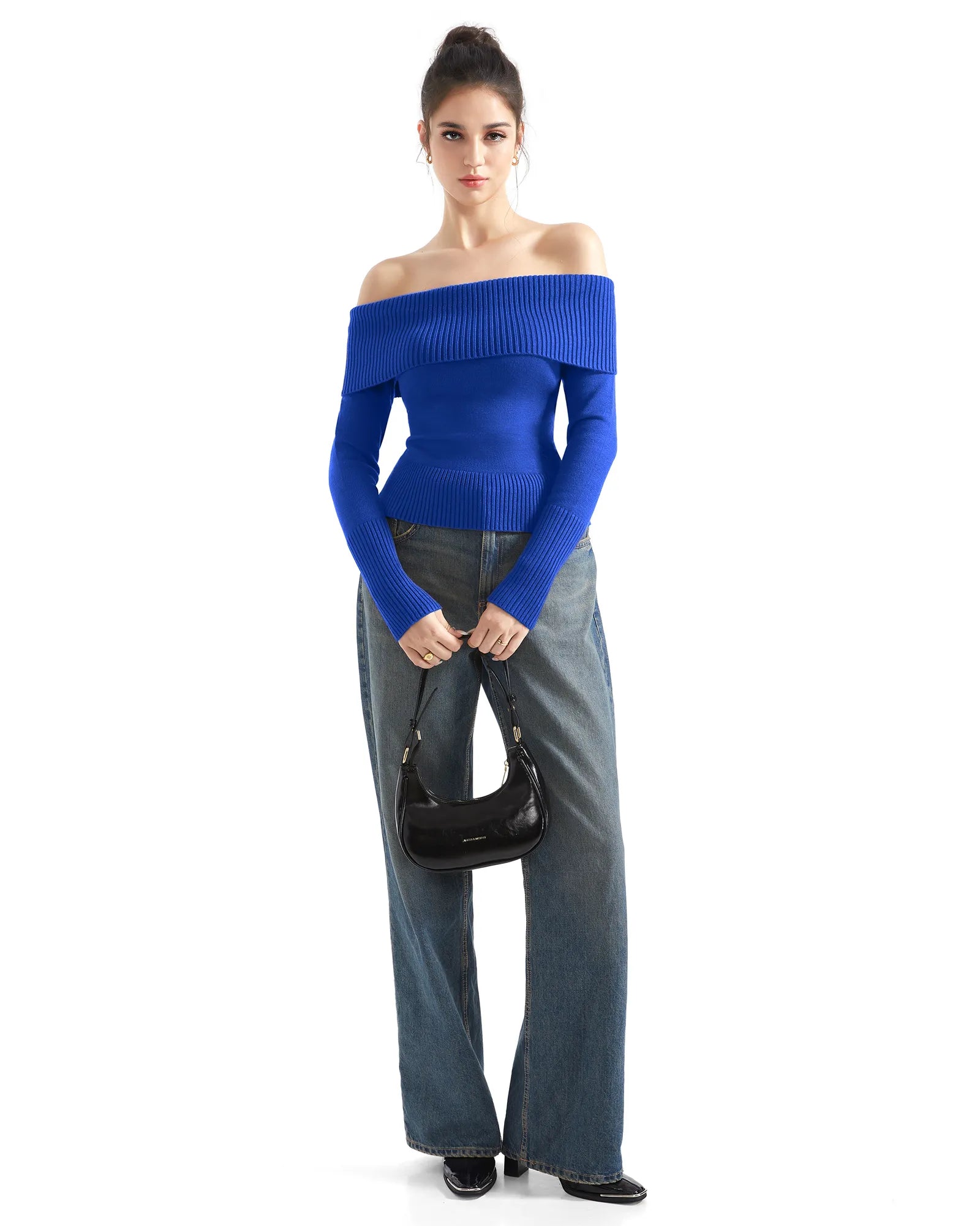 Ribbed Off Shoulder Shirt - Long Sleeve