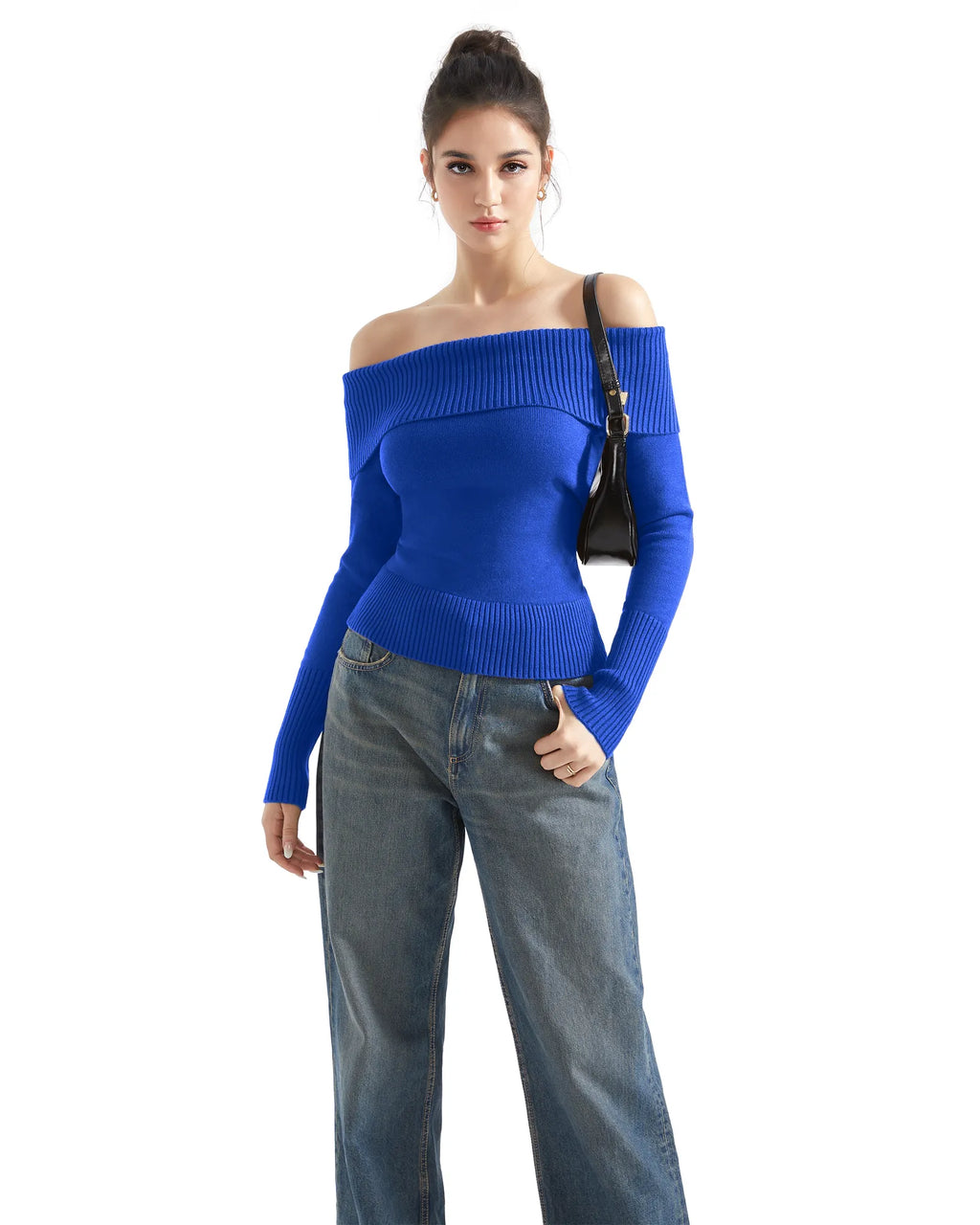 Ribbed Off Shoulder Shirt - Long Sleeve