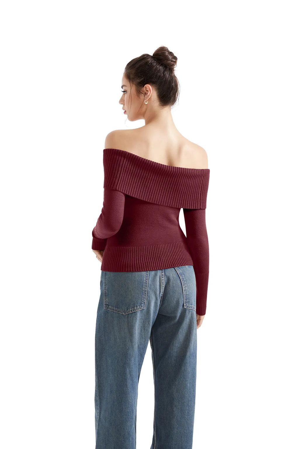Ribbed Off Shoulder Shirt - Long Sleeve