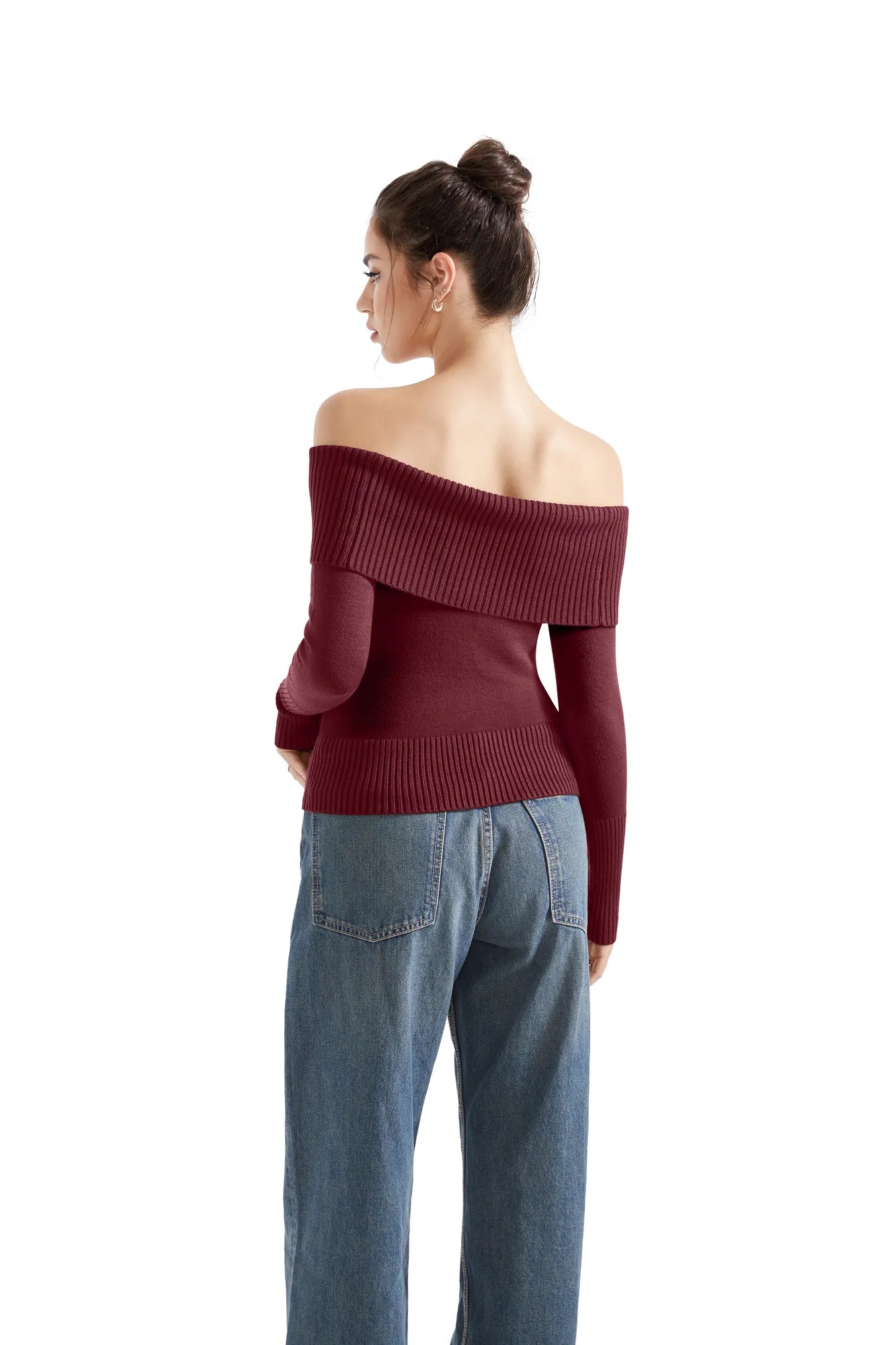 Ribbed Off Shoulder Shirt - Long Sleeve