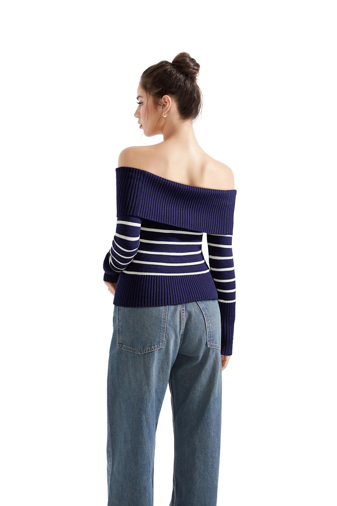 Ribbed Off Shoulder Shirt - Long Sleeve