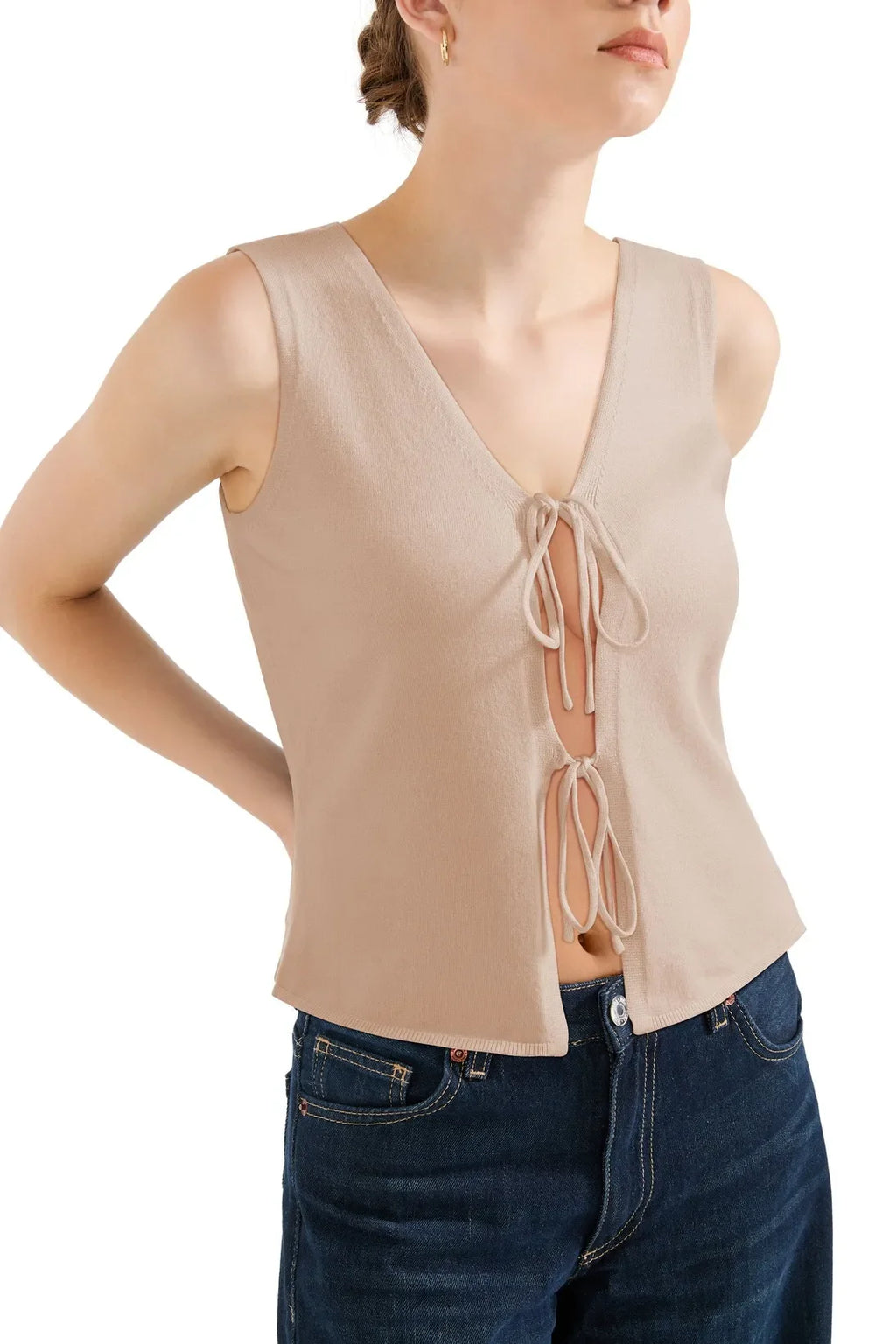Tie Front Vest Tank Top