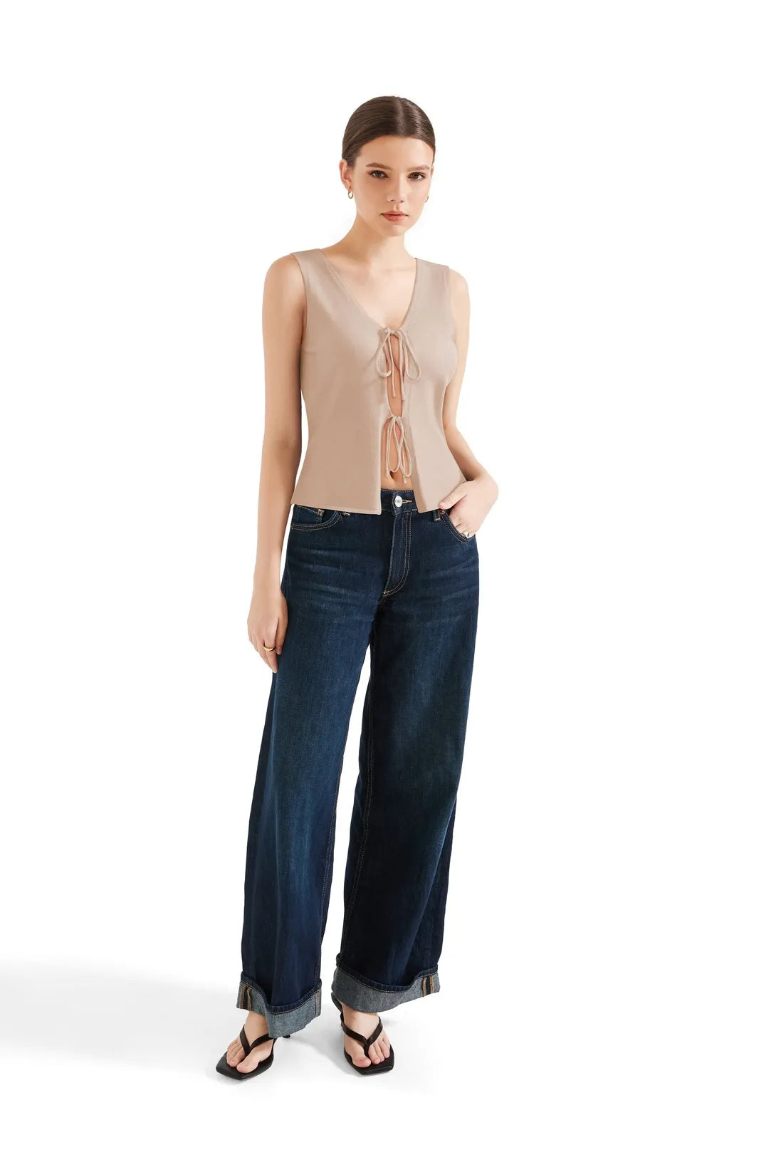 Tie Front Vest Tank Top