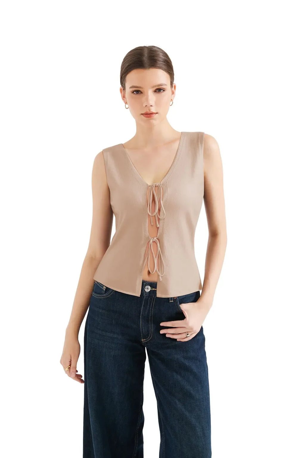 Tie Front Vest Tank Top