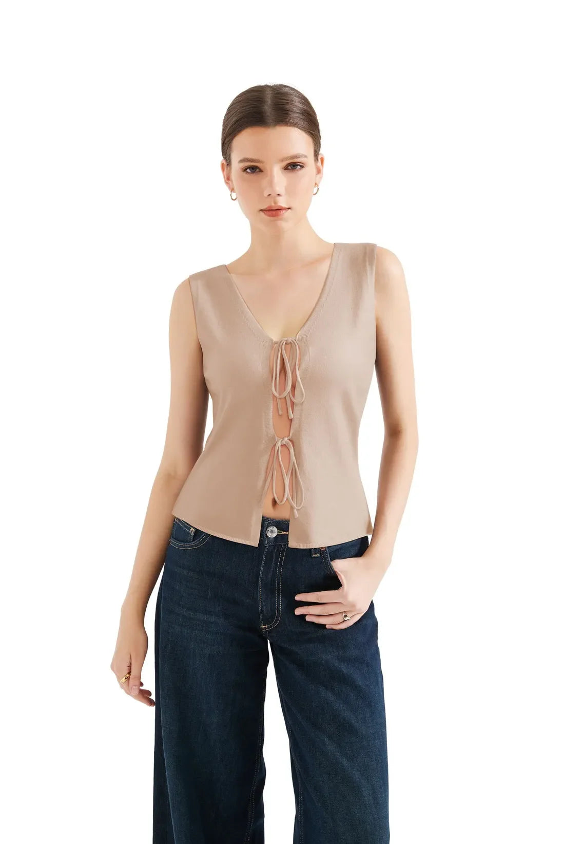 Tie Front Vest Tank Top