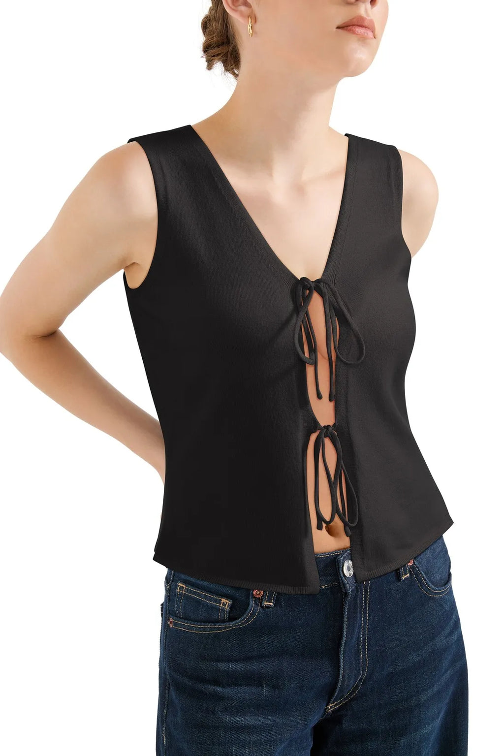 Tie Front Vest Tank Top