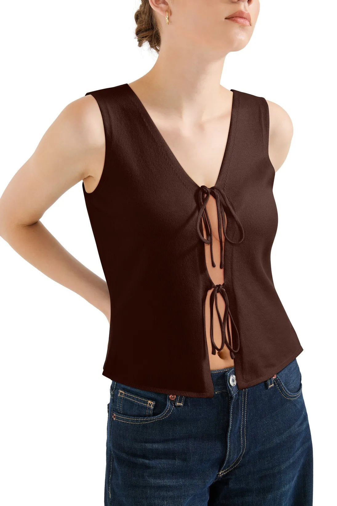 Tie Front Vest Tank Top