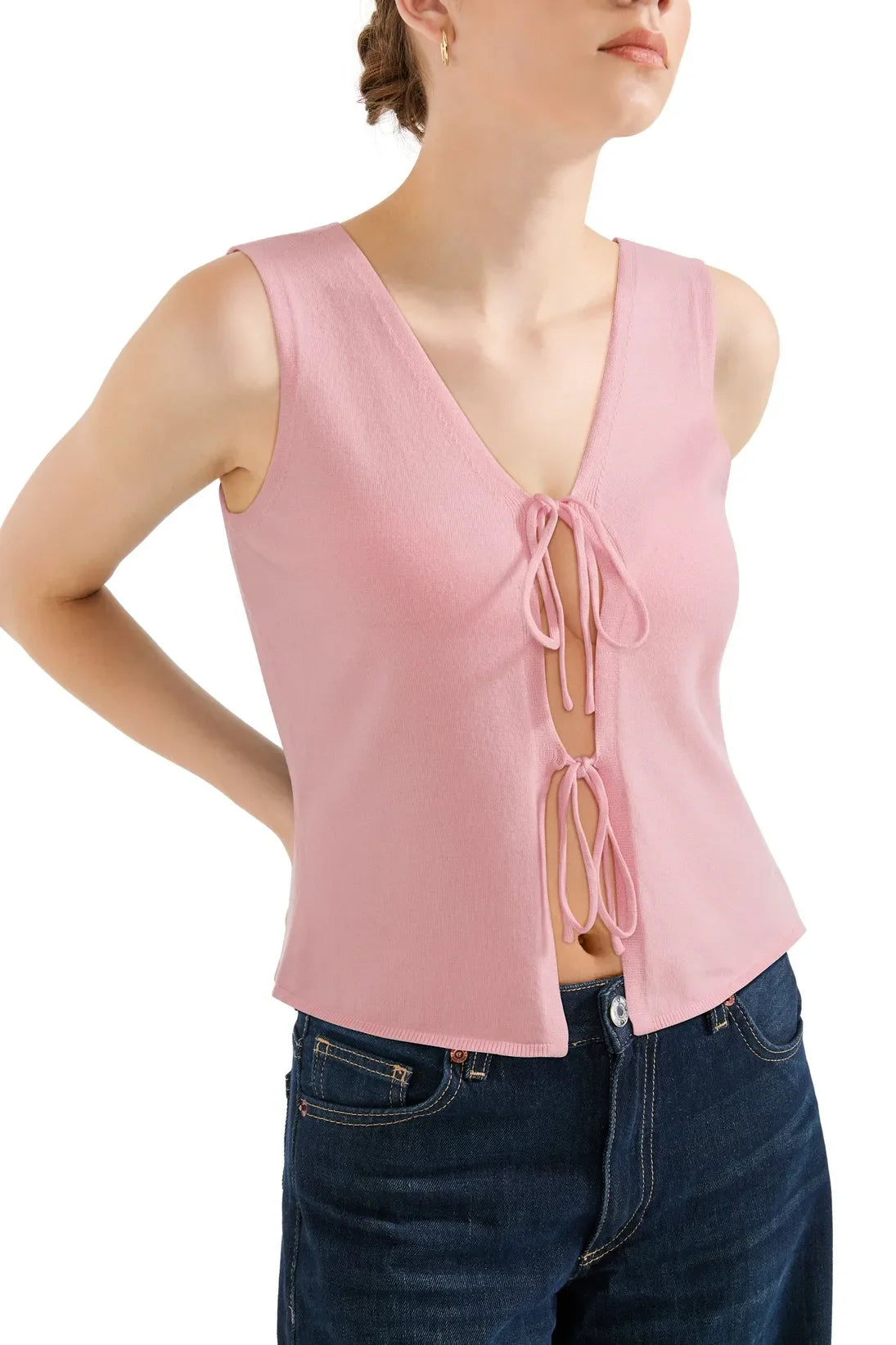 Tie Front Vest Tank Top
